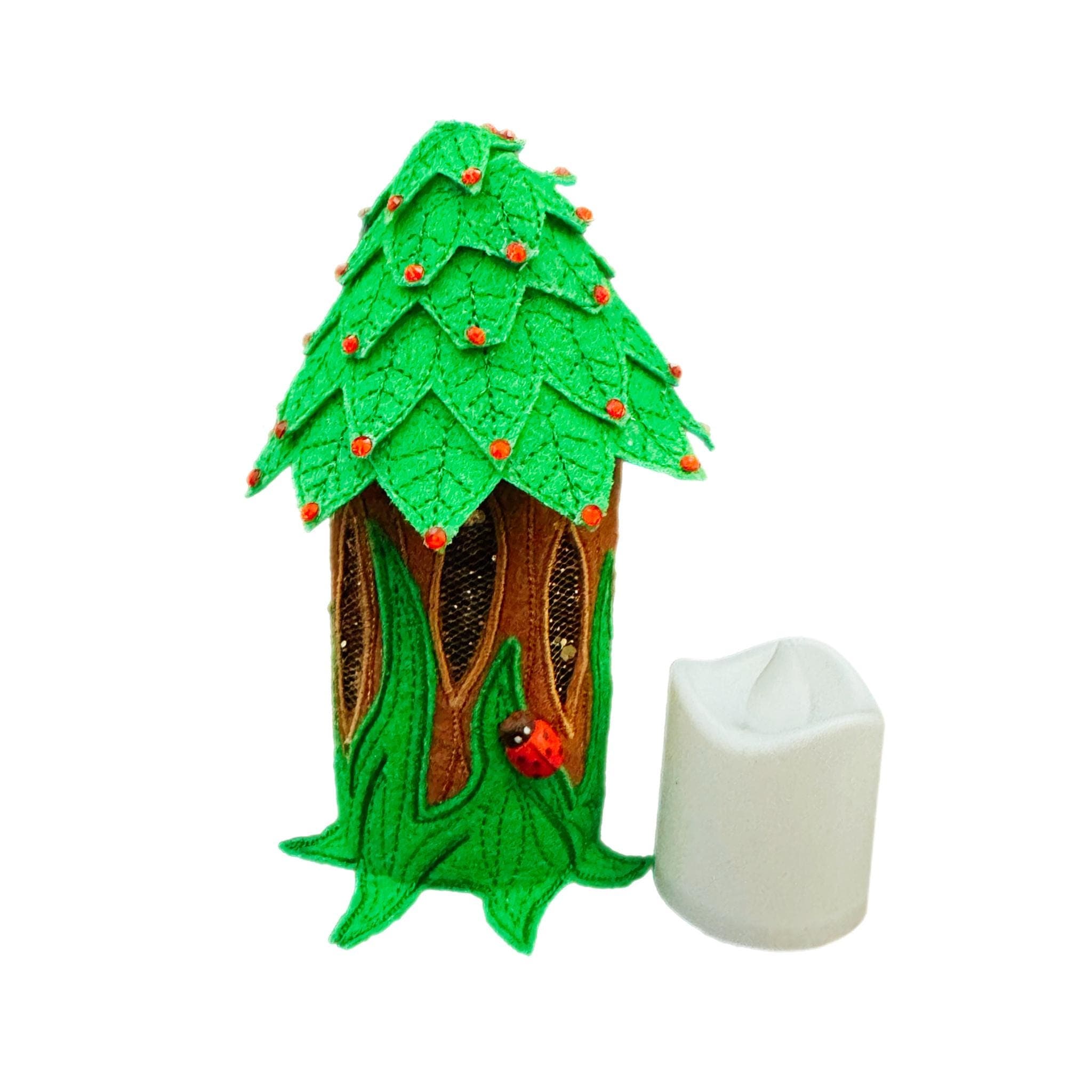Tree Trunk Tea Light Fairy House