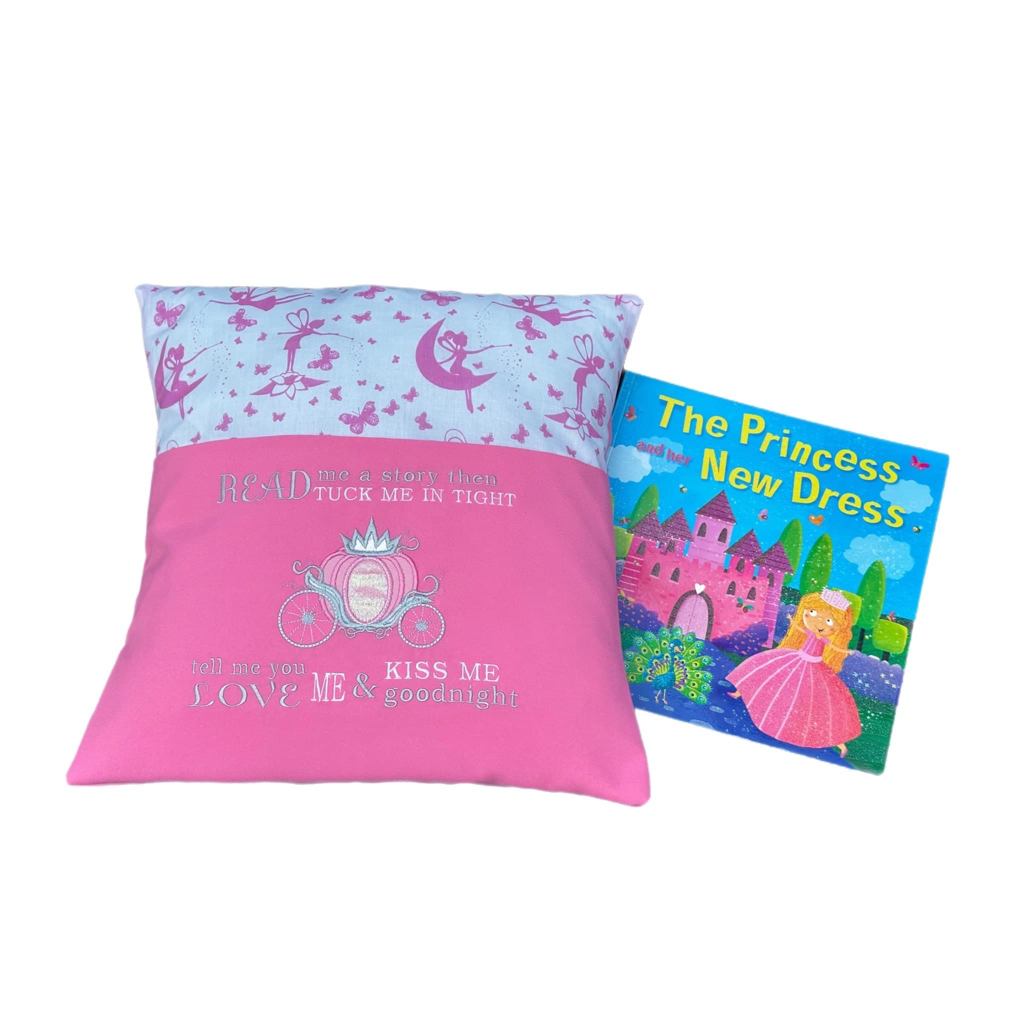 Cinderella Carriage Reading Pillow: Embroidered Princess Book Cushion