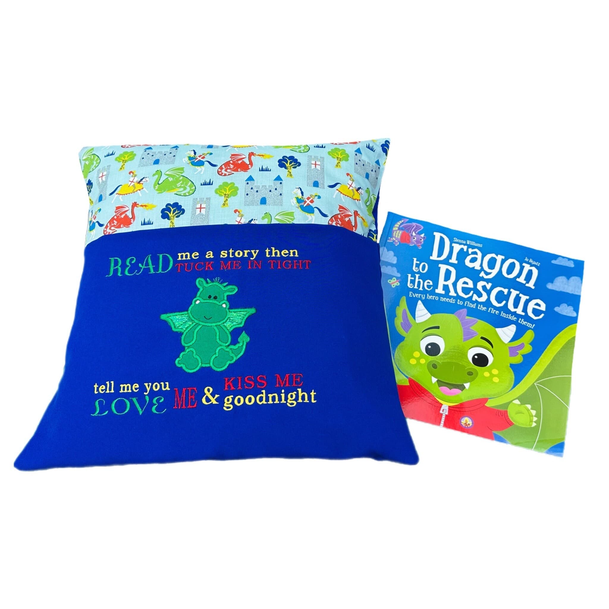 Embroidered Dragon Reading Cushion: Kids Book Pillow — image 3