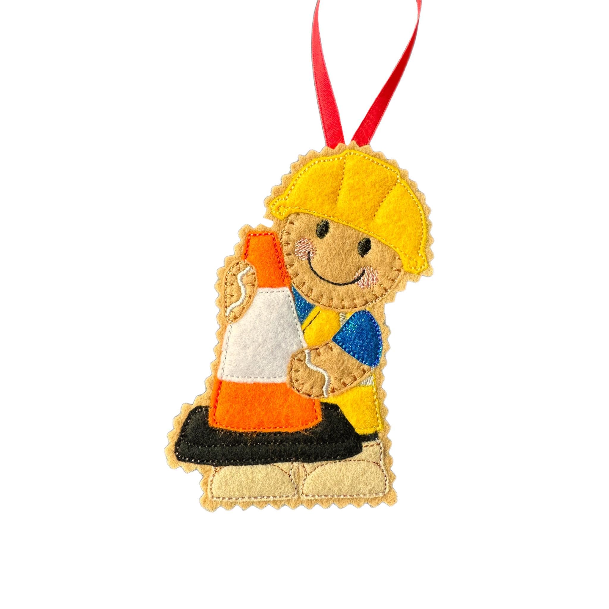 Construction /  Road Works Gingerbread Felt Decoration