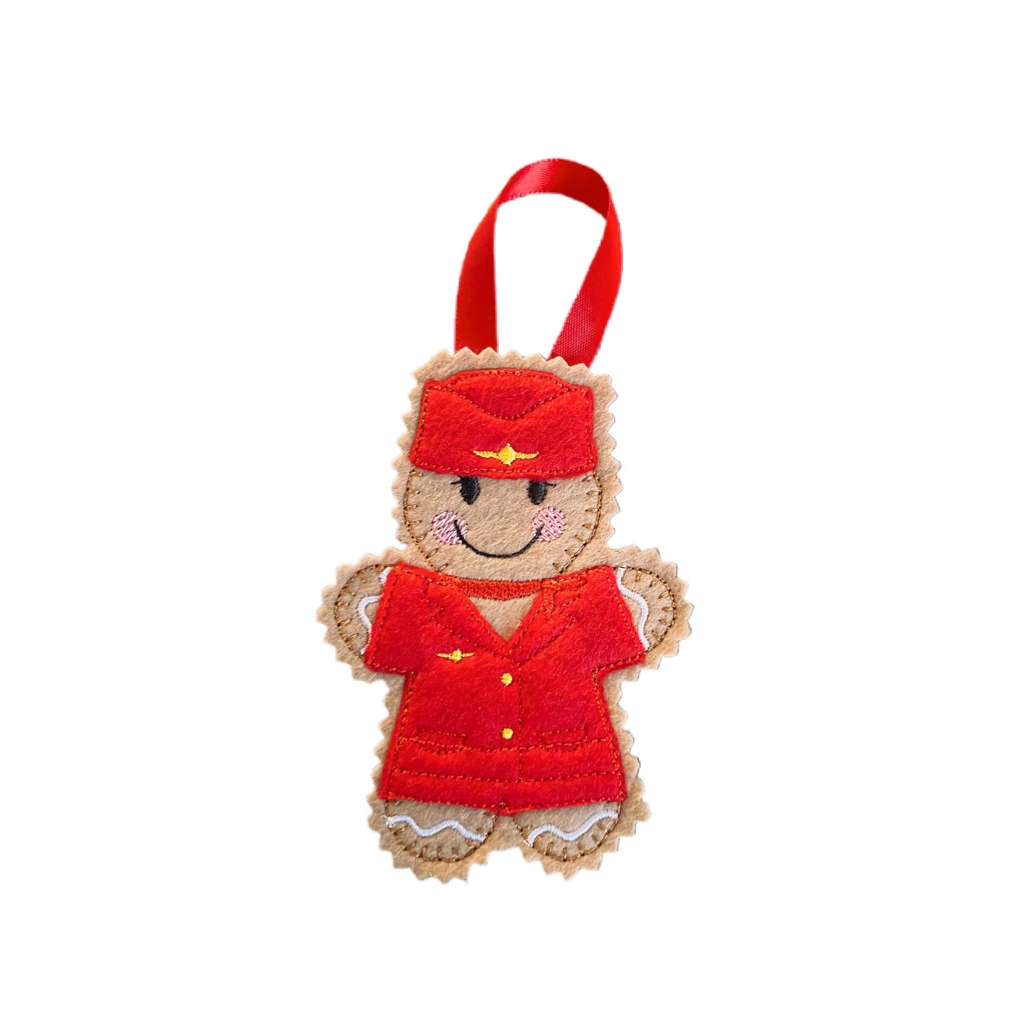 Air Hostess Gingerbread Man Felt Decoration