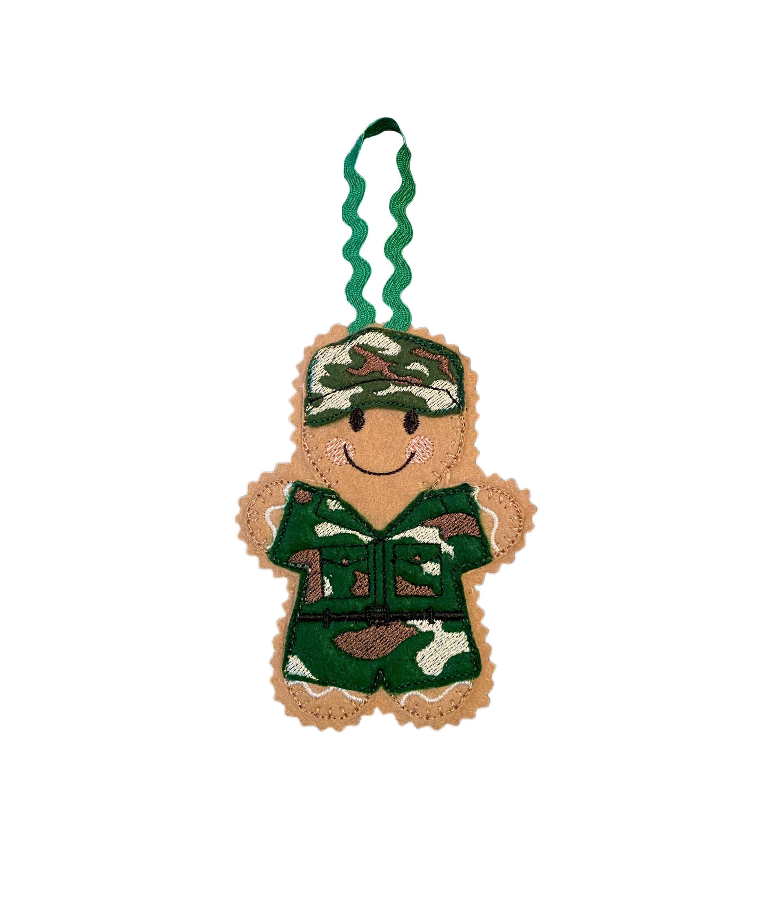 Army Camouflage Soldier Gingerbread Man Felt Decoration