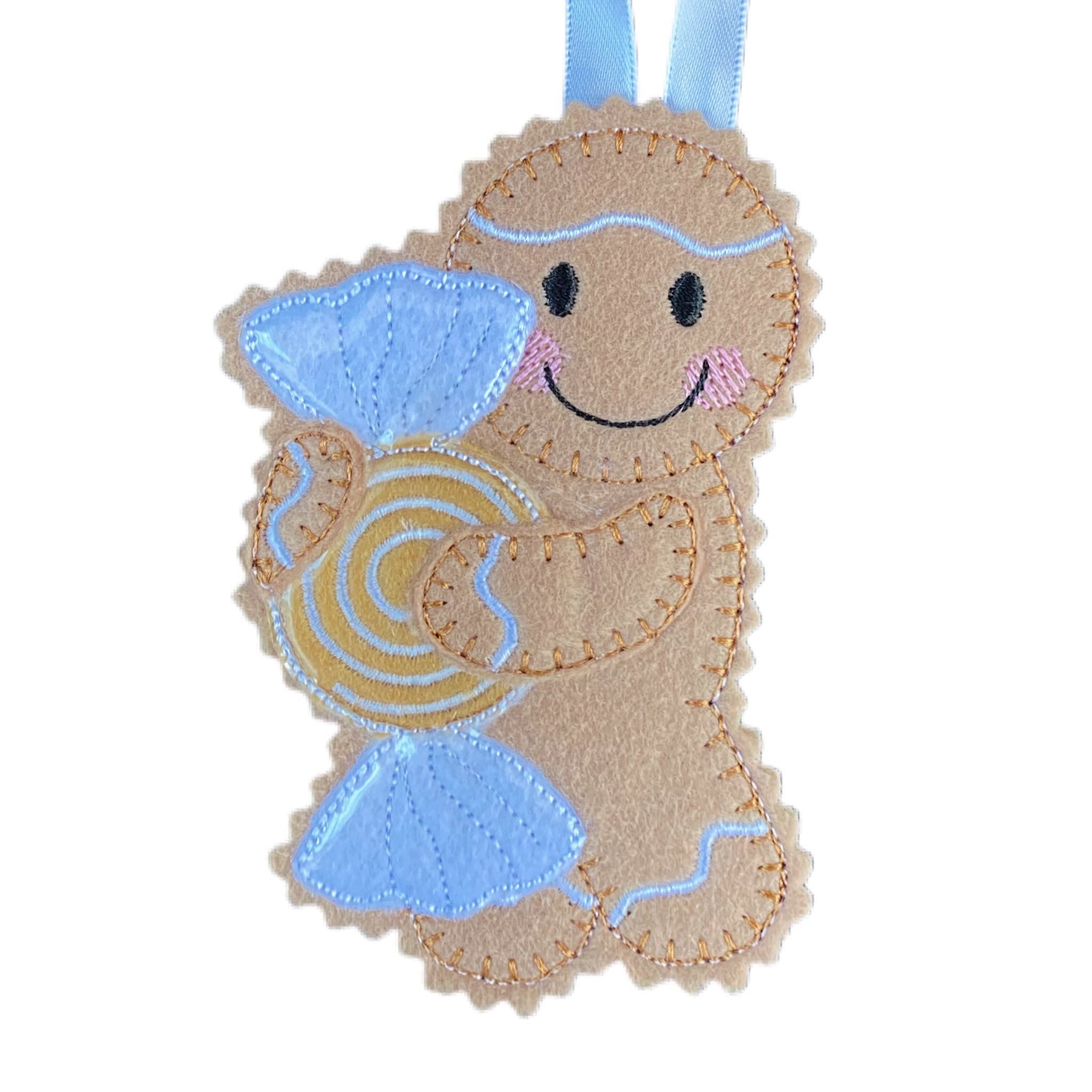 Toffee Swirl Sweet Gingerbread Man Felt Decoration — image 2