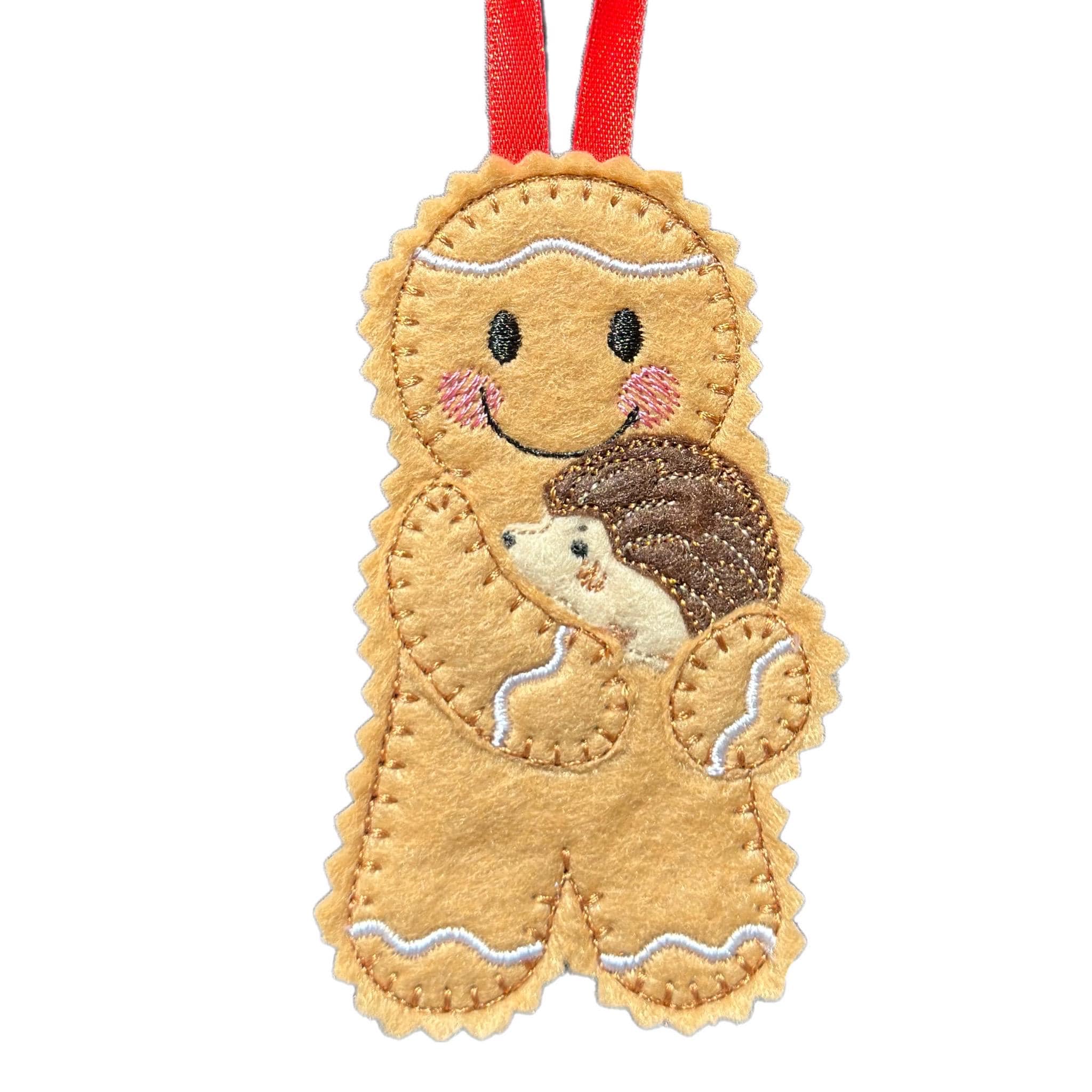 Pet Hedgehog Gingerbread Man Felt Decoration — image 3