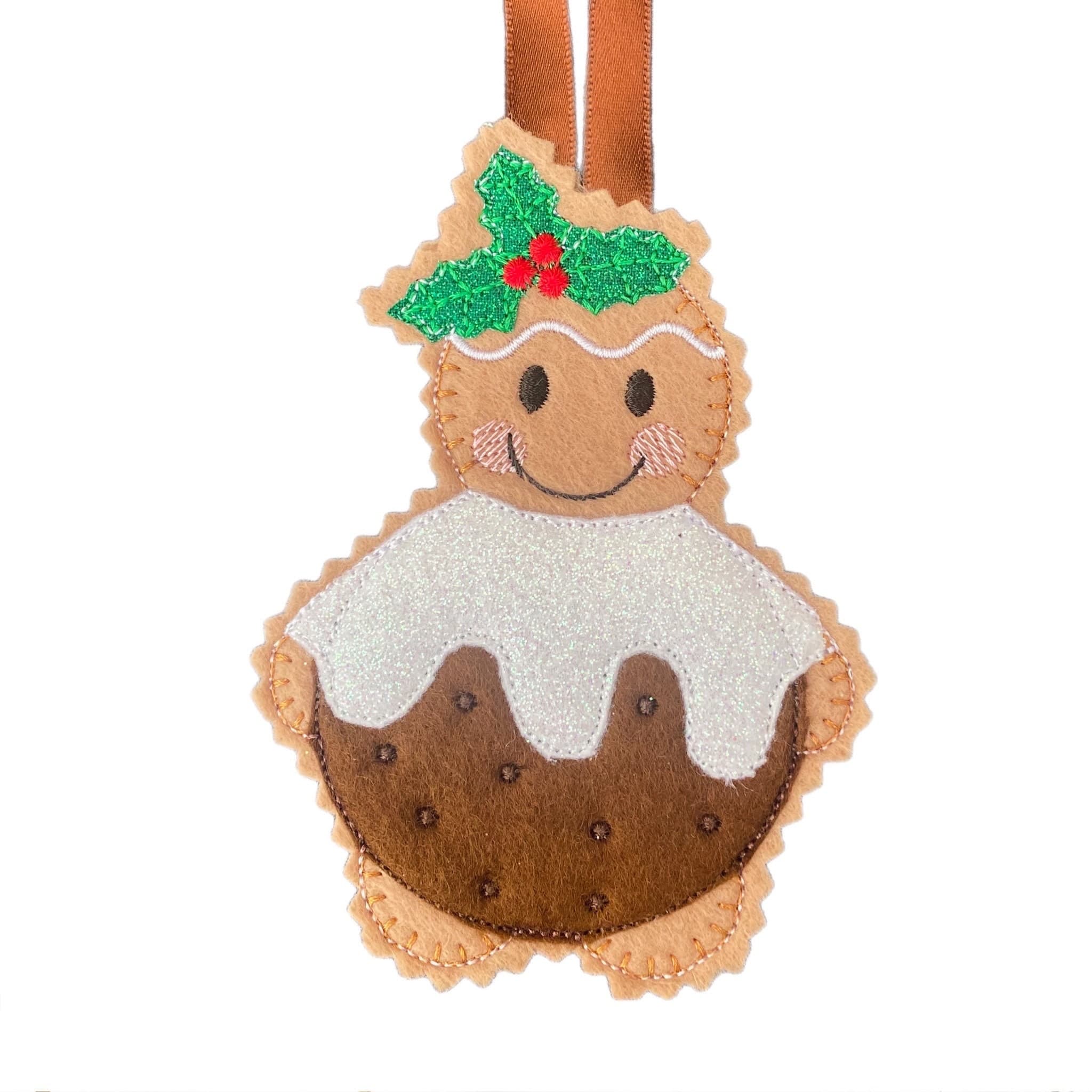 Christmas Pudding Gingerbread Man Felt Decoration — image 3