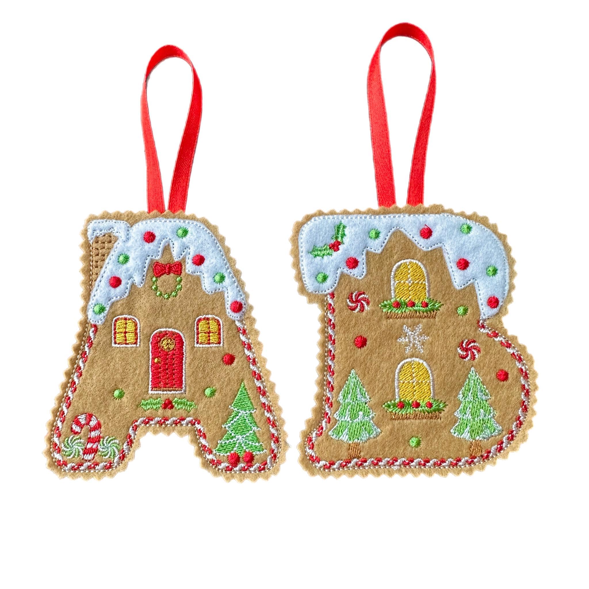 Initial Gingerbread Letter Decoration – Personalised Felt Ornament / Gift Tag