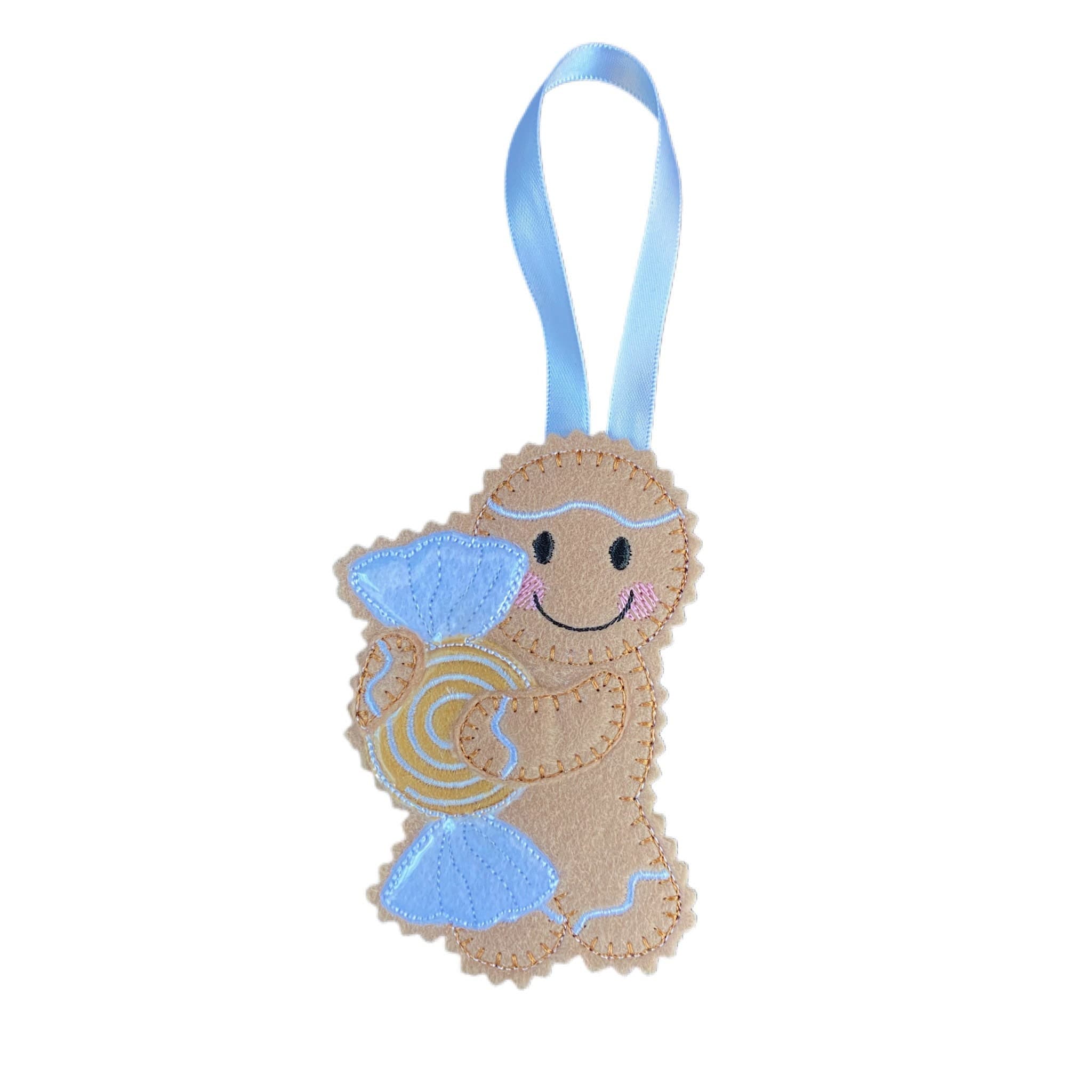 Toffee Swirl Sweet Gingerbread Man Felt Decoration