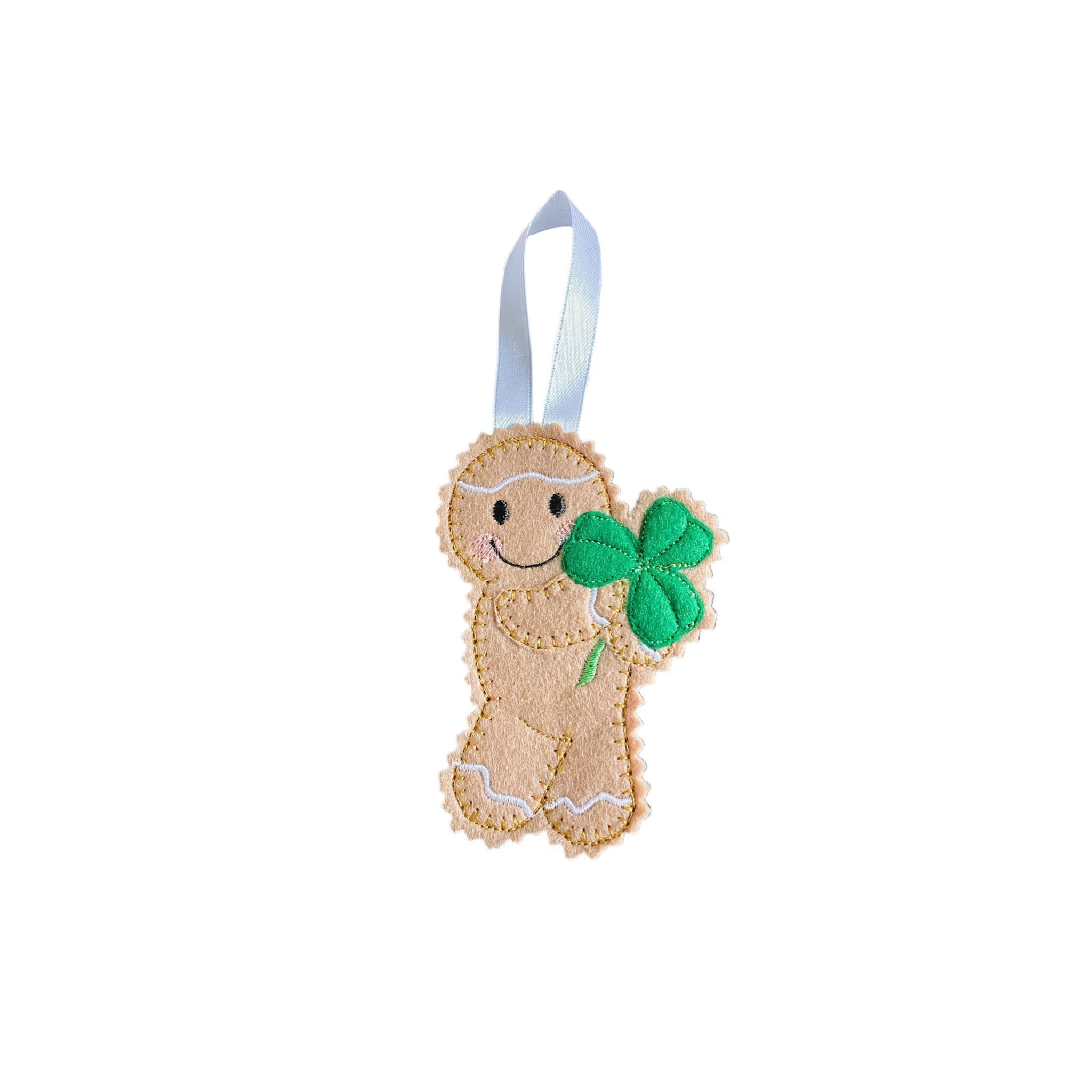 Irish Shamrock Gingerbread Man Felt Decoration