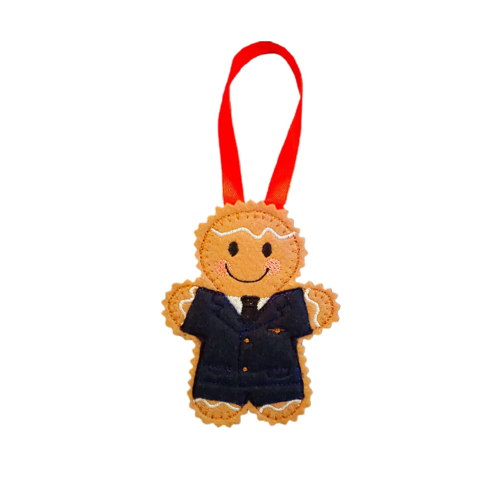 Air Steward/Flight Attendant Gingerbread Man Felt Decoration