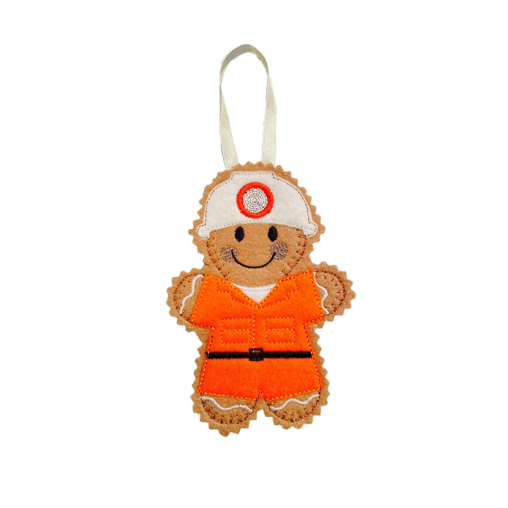 Coal Miner Gingerbread Man Felt Decoration