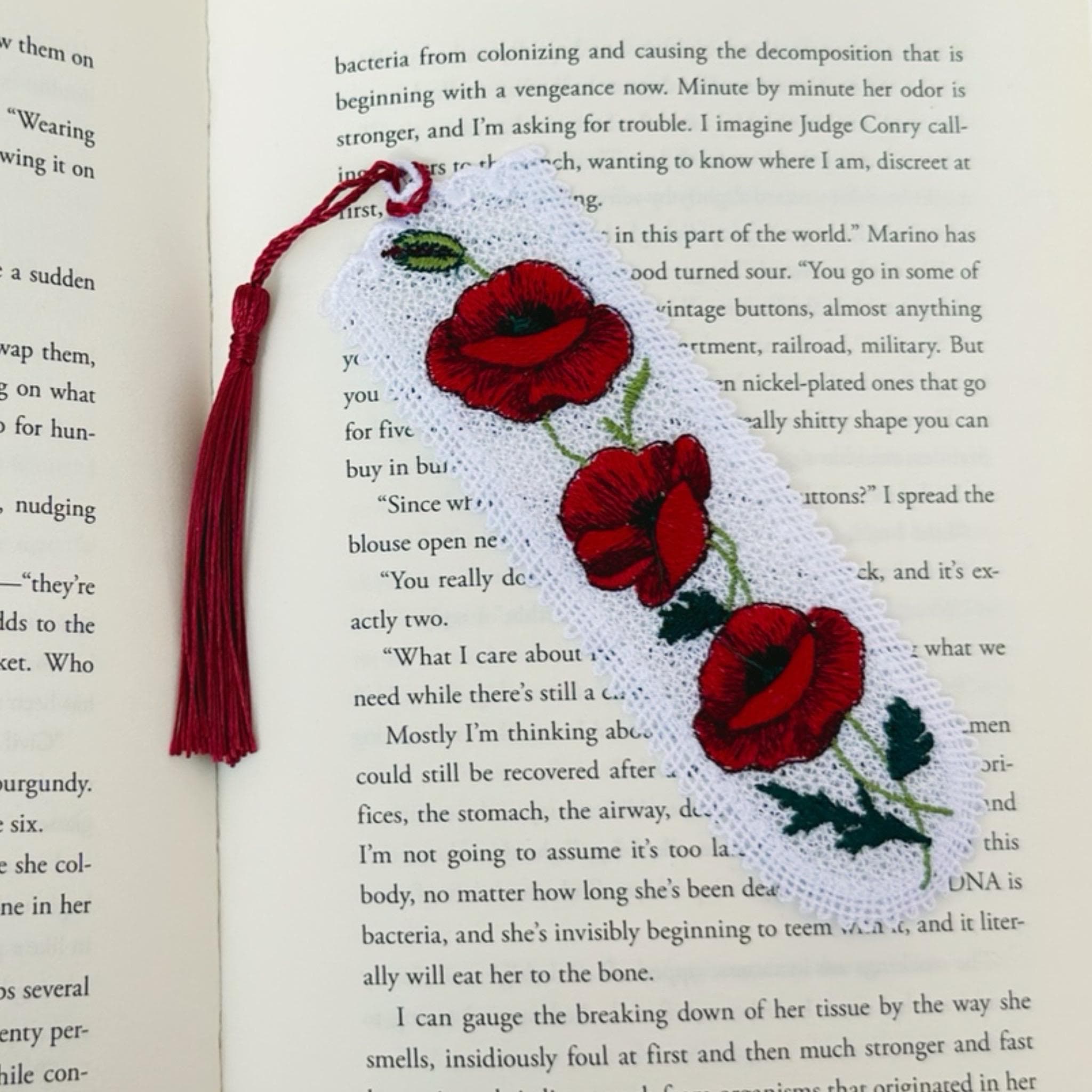 Poppy Flower Lace Embroidered Bookmark — image 2