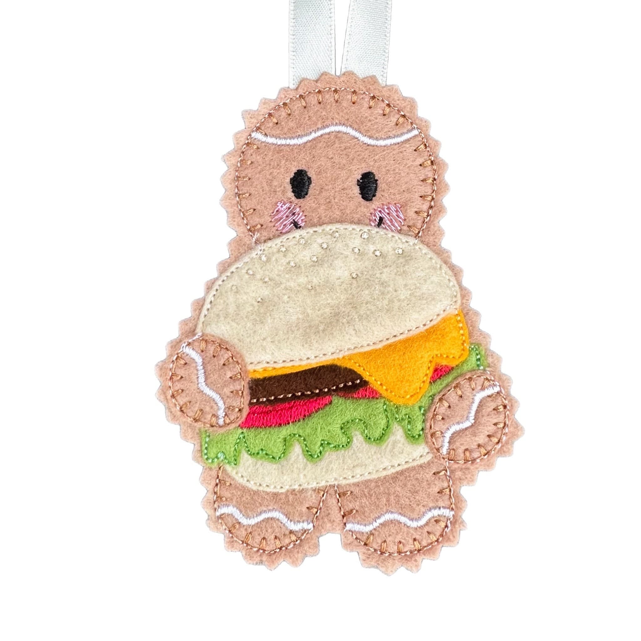 Cheeseburger Gingerbread Man Felt Decoration — image 2