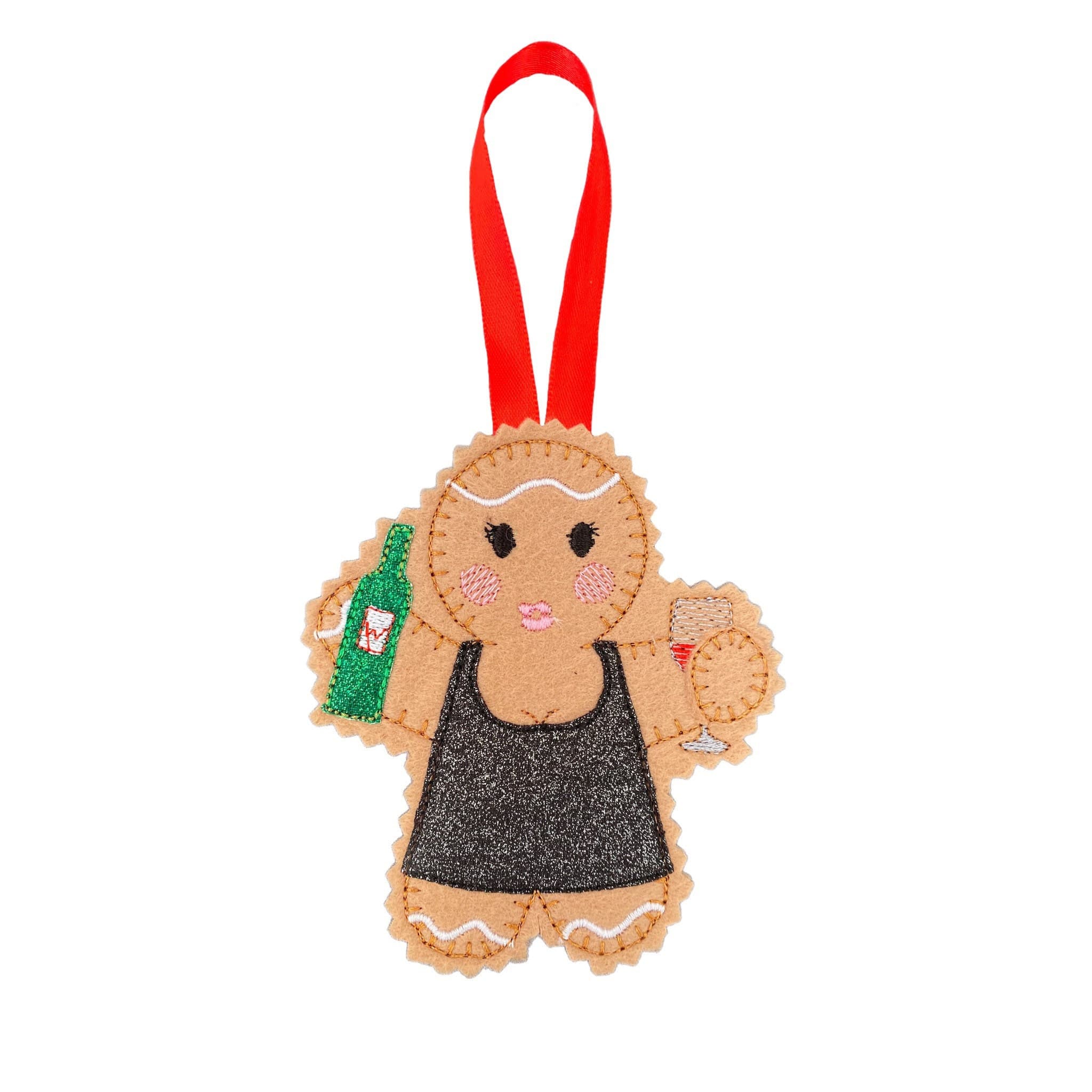 Party Girl Gingerbread Man Felt Decoration