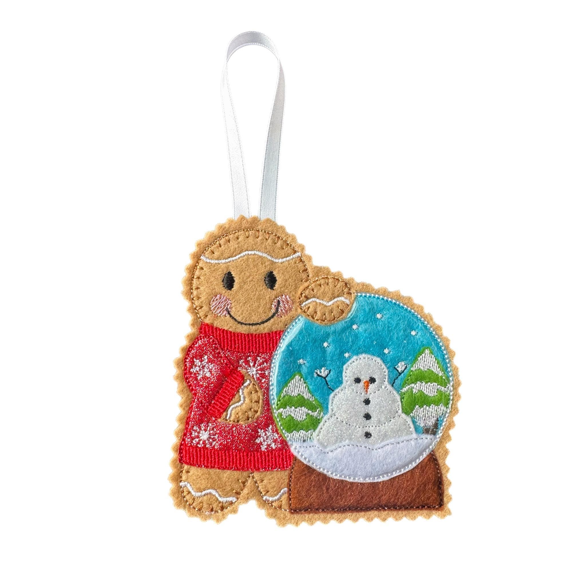 Snow Globe Gingerbread Handmade Felt Ornament: Christmas Tree Decor — image 2