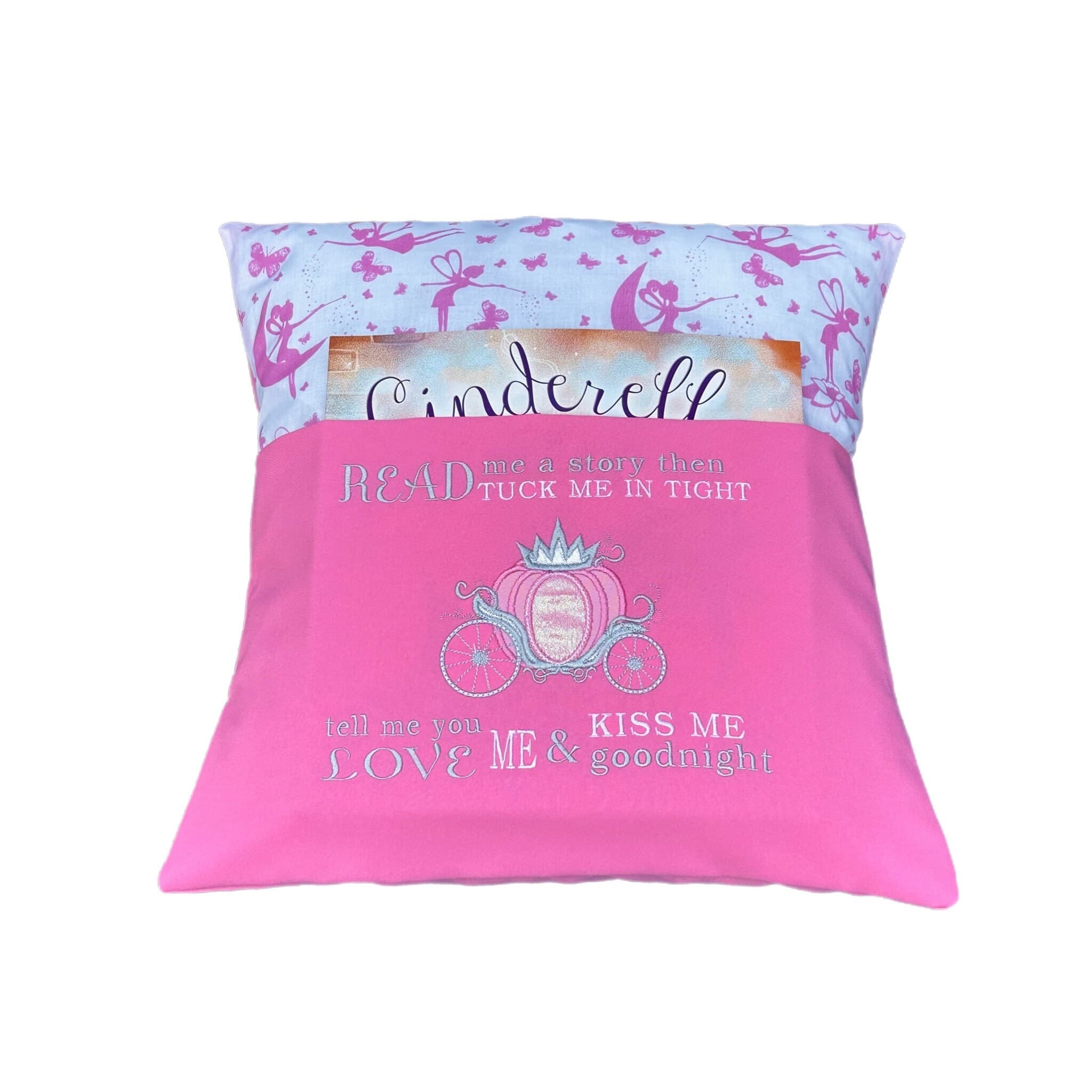 Cinderella Carriage Reading Pillow: Embroidered Princess Book Cushion — image 4