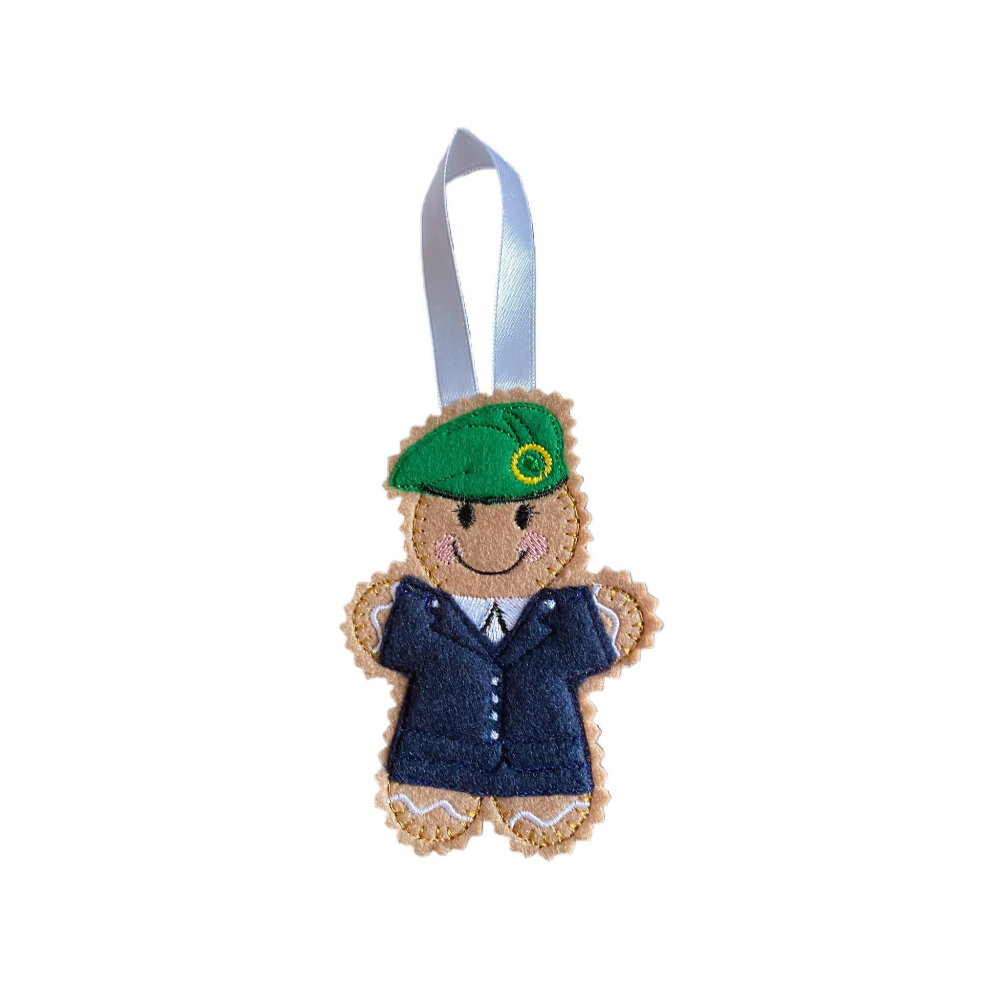Green Beret Gingerbread Man Felt Decoration