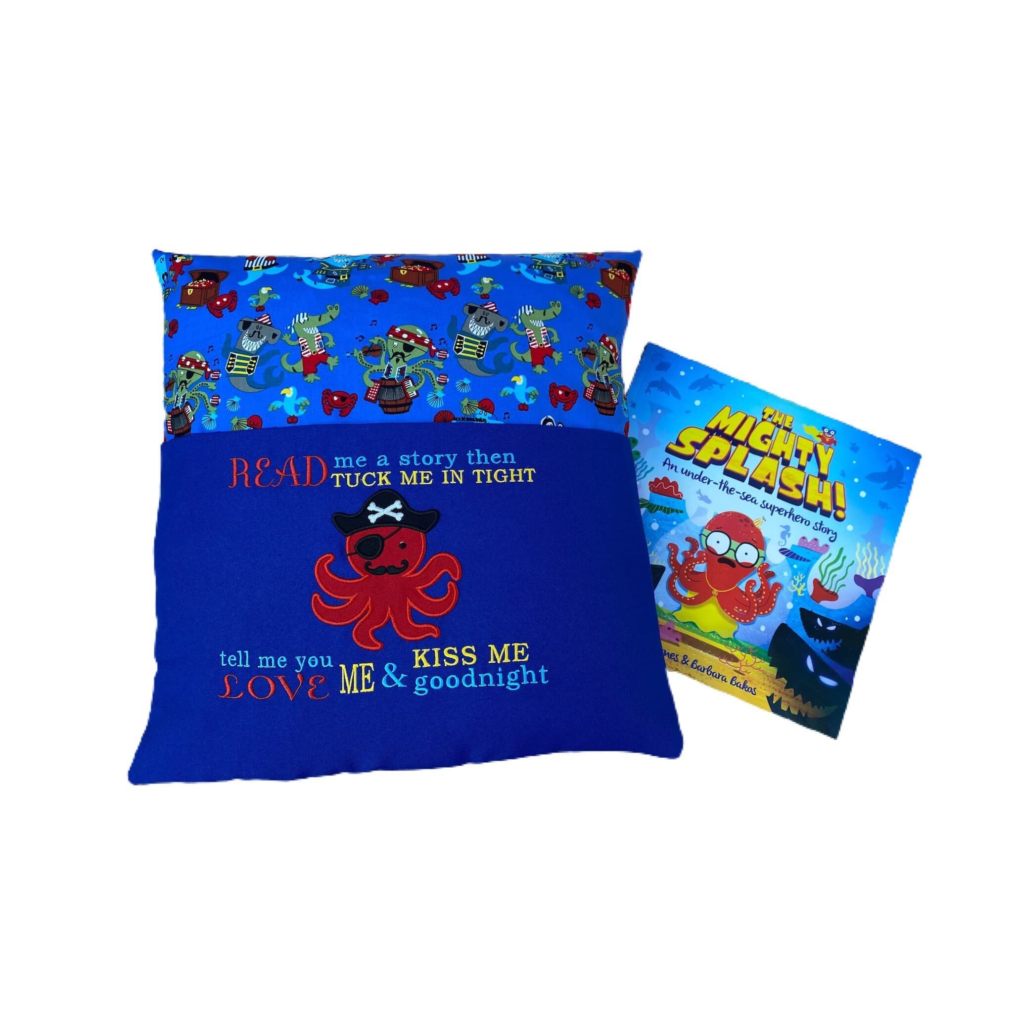 Pirate Octopus Reading Pillow: Nautical Children's Book Cushion