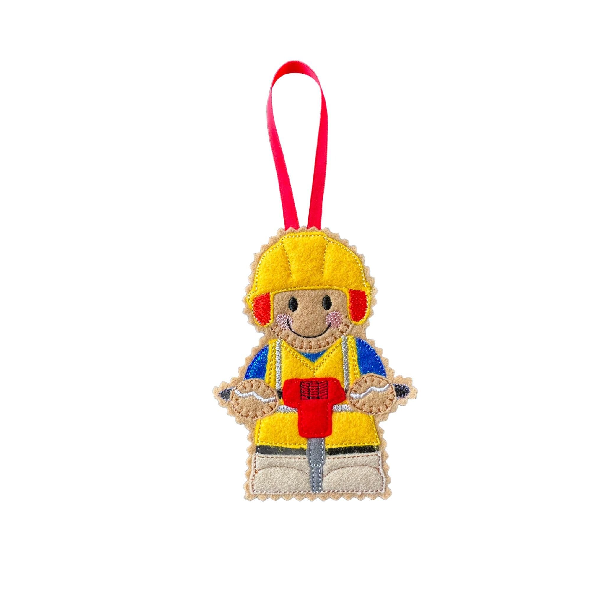 Builder with Jackhammer Gingerbread Felt Decoration — image 3