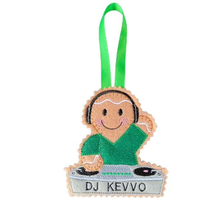 DJ - Disc Jockey Gingerbread Man Felt Decoration — image 4