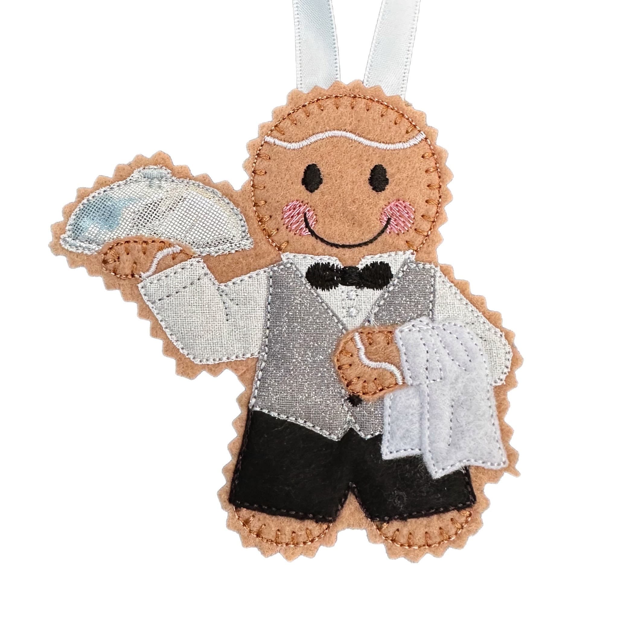 Butler / Waiter Gingerbread Man Felt Decoration — image 2