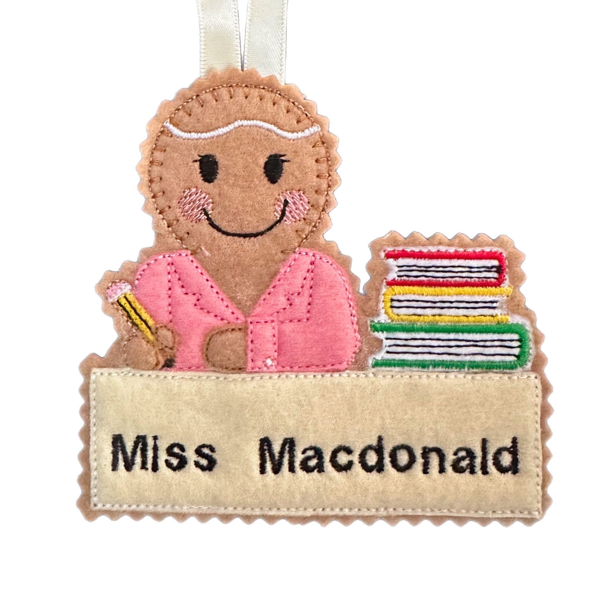 Teacher Gingerbread Man Felt Decoration — image 3