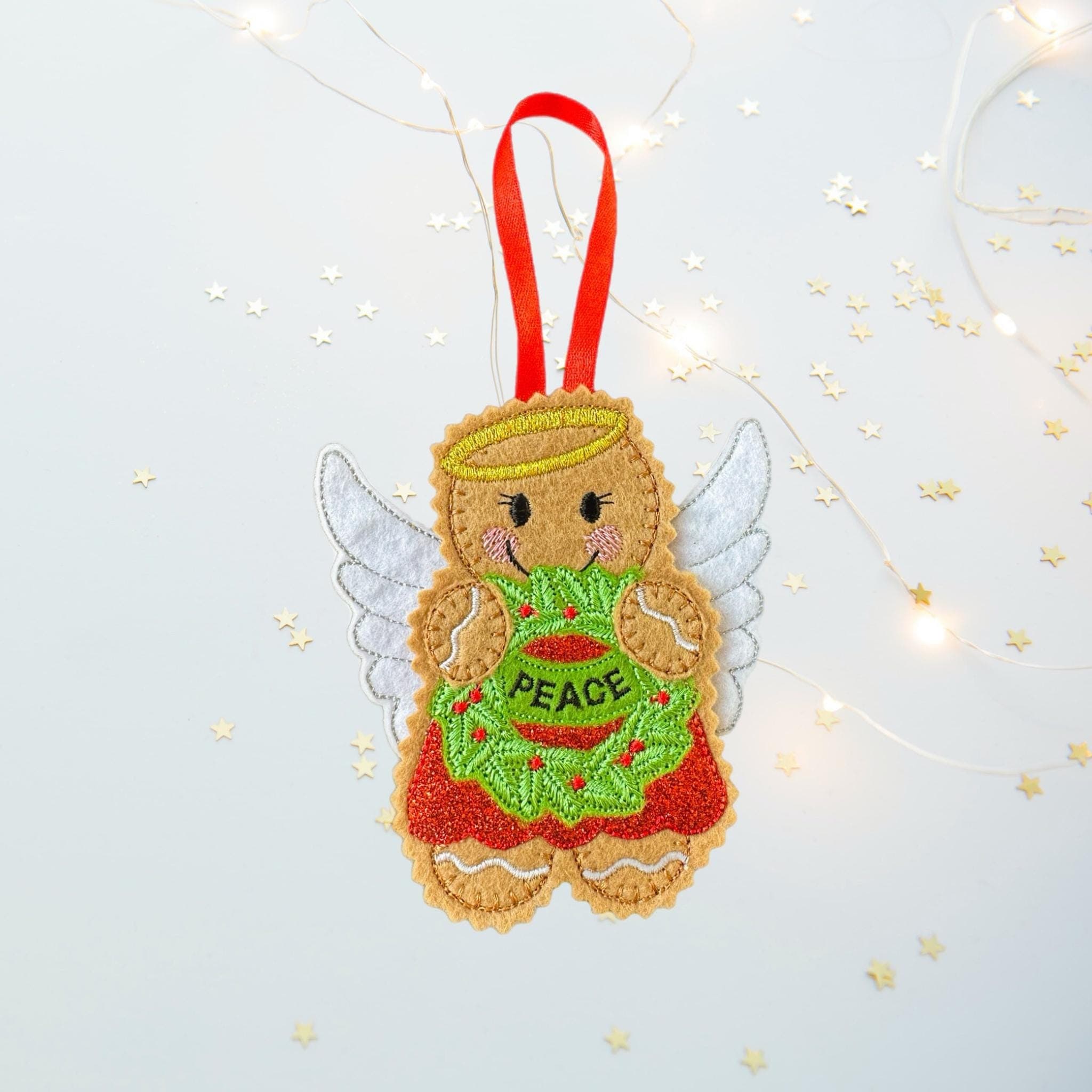 Angel Gingerbread Felt Christmas Decoration – Peace Festive Keepsake — image 2