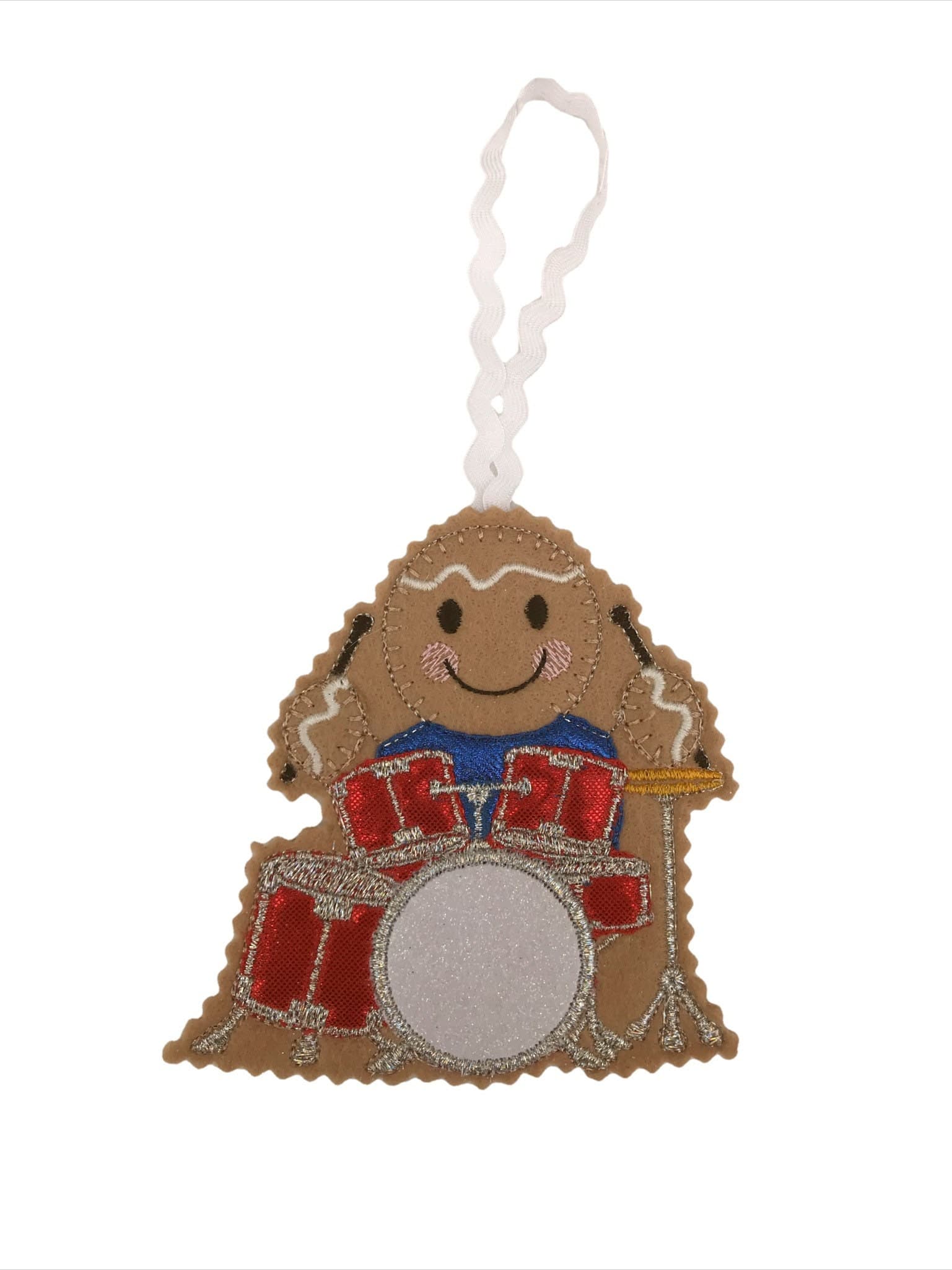 Drummer/Musician Gingerbread Man Felt Decoration