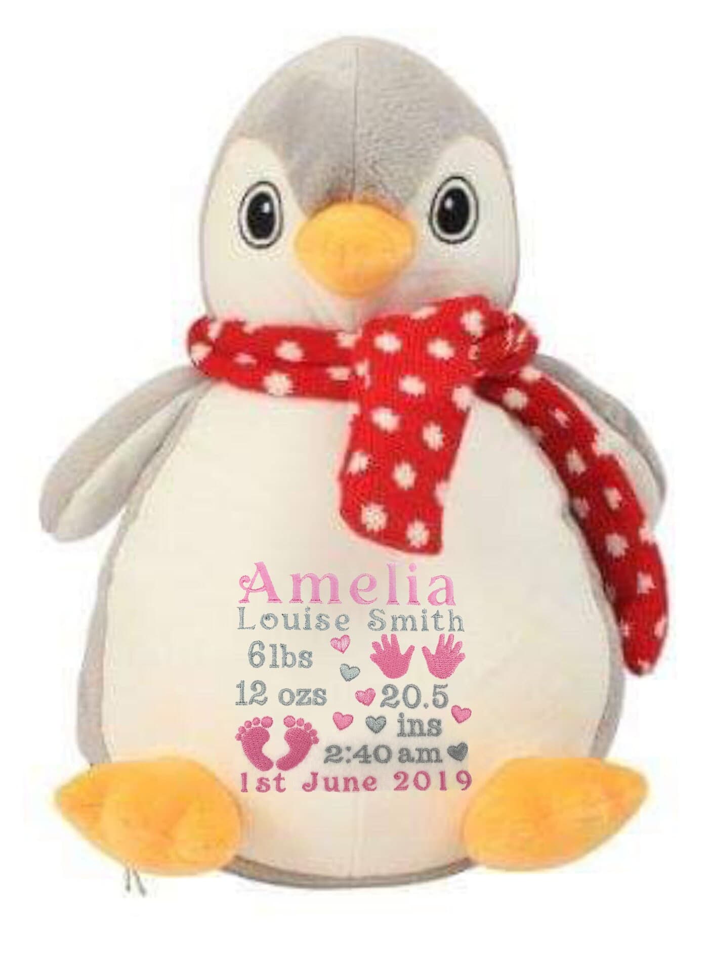 Penguin Personalised Soft Toy,  Personalised Embroidered Teddy, Custom bear, girl / boy Christmas gift. — image 3