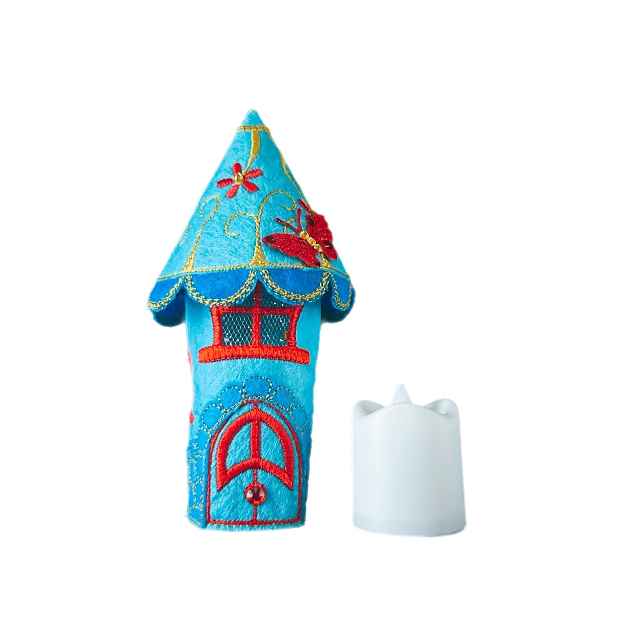 Blue Tea Light Fairy House — image 2