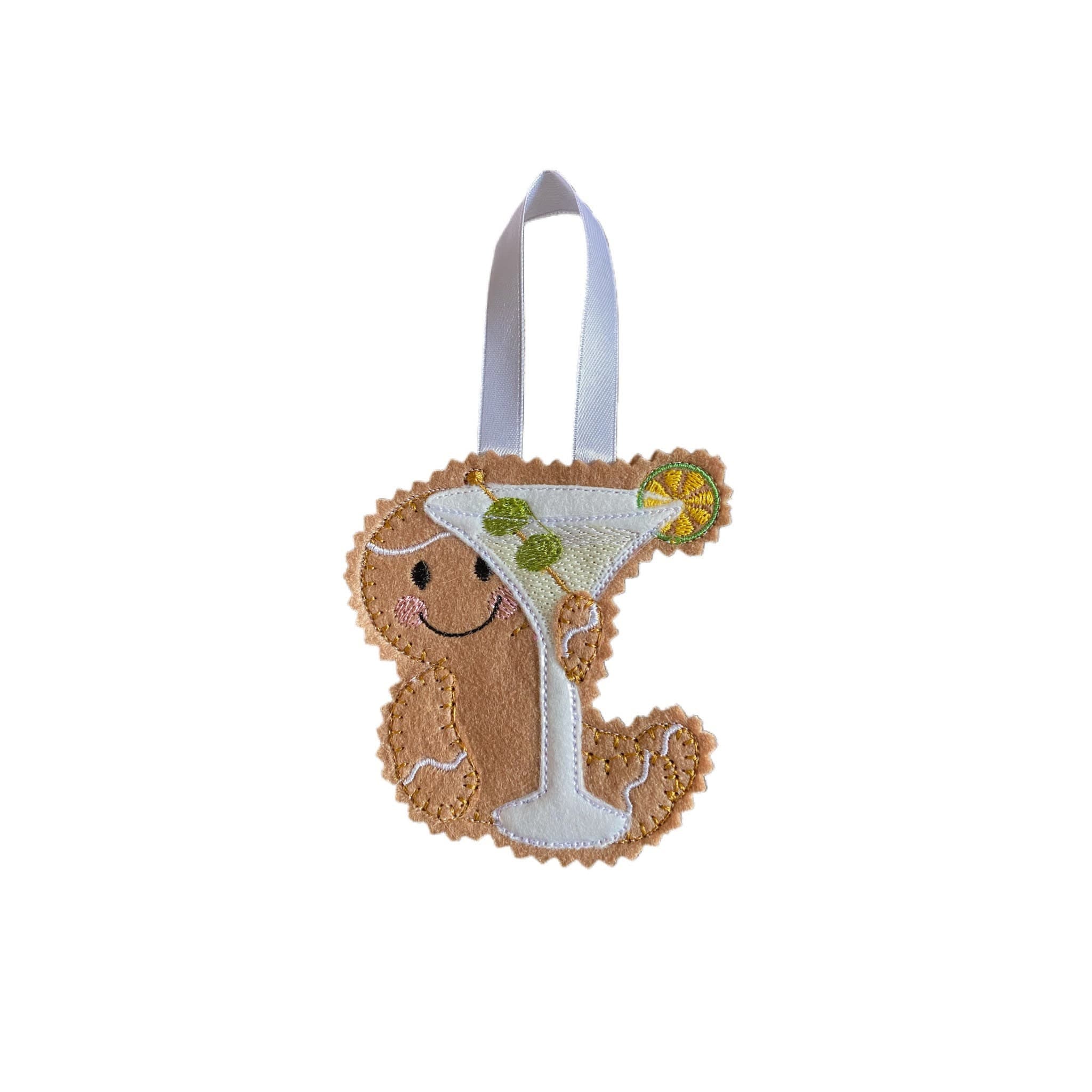 Martini Gingerbread Man Felt Decoration