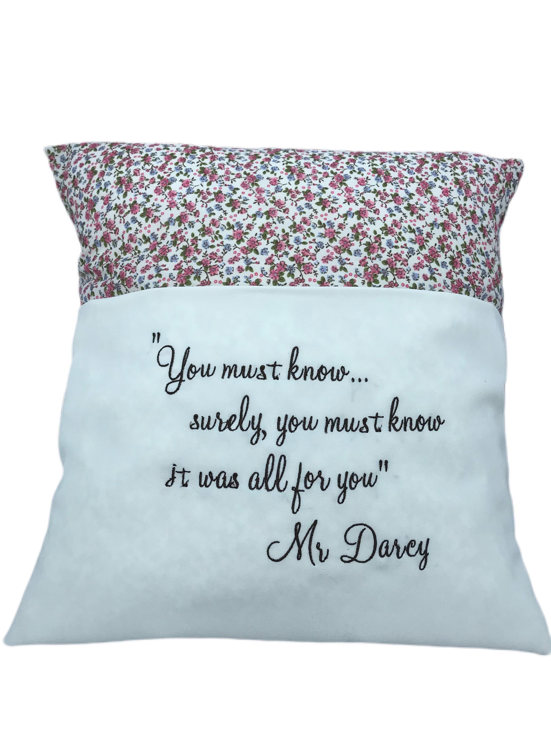 Mr. Darcy Book Cushion: Embroidered Pride and Prejudice Pillow — image 2