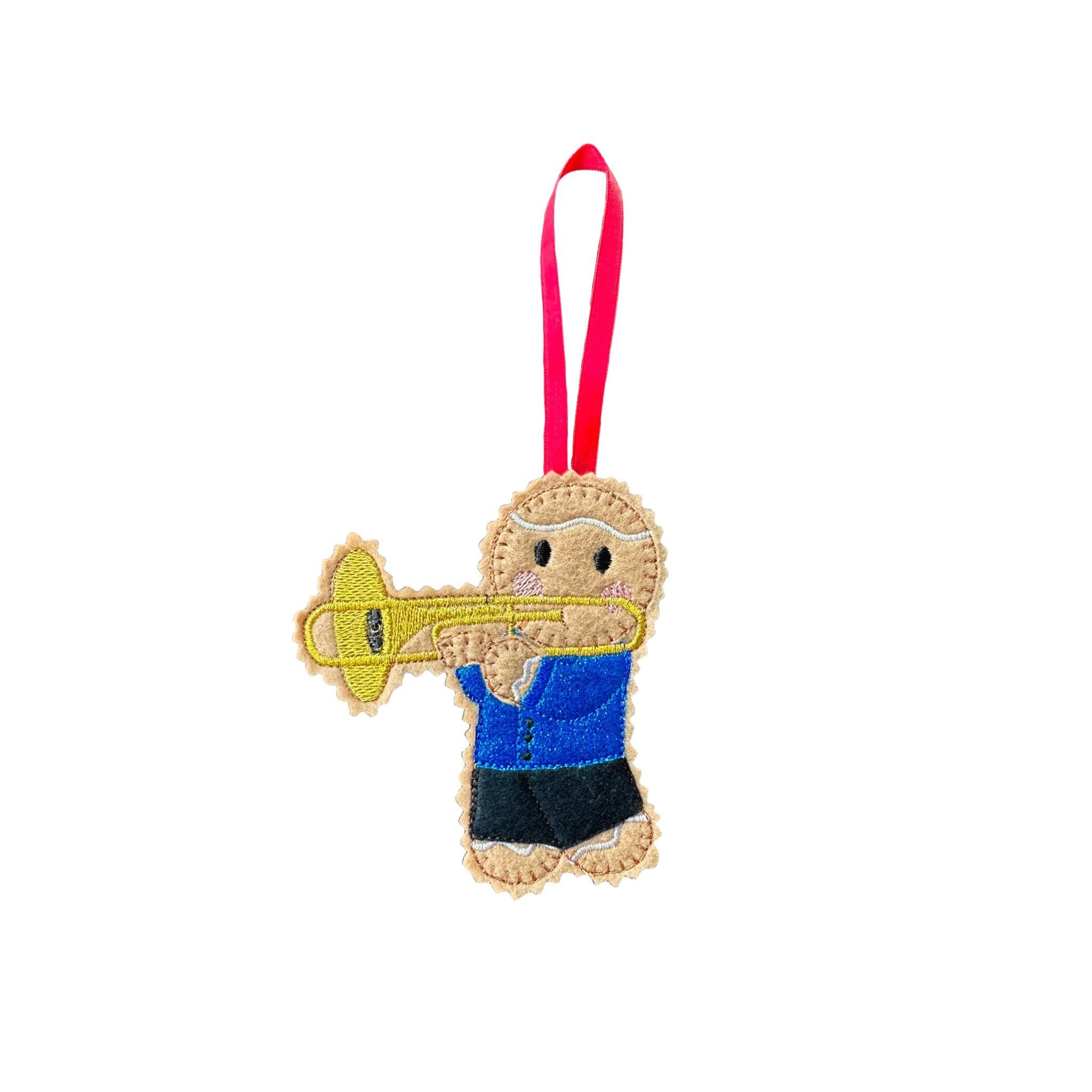 Trombone Player Musician Gingerbread Felt Decoration — image 2