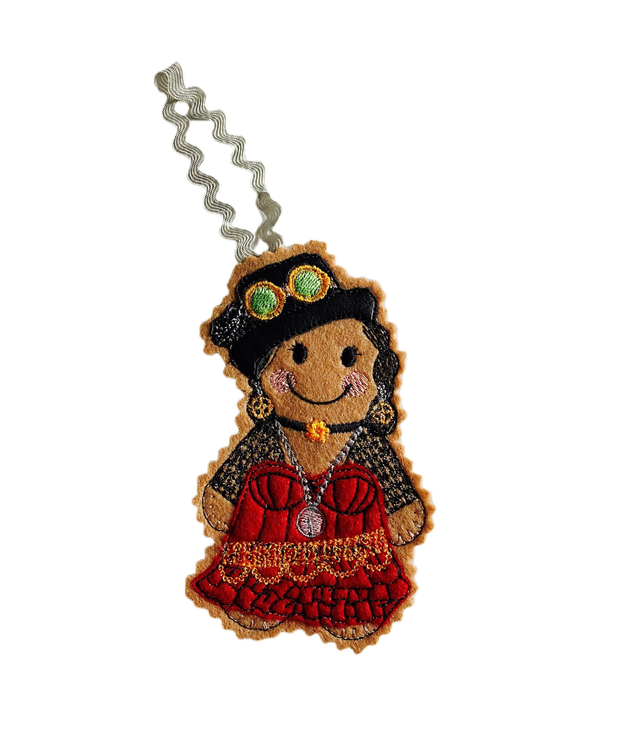 Steam Punk Lady Gingerbread Man Felt Decoration