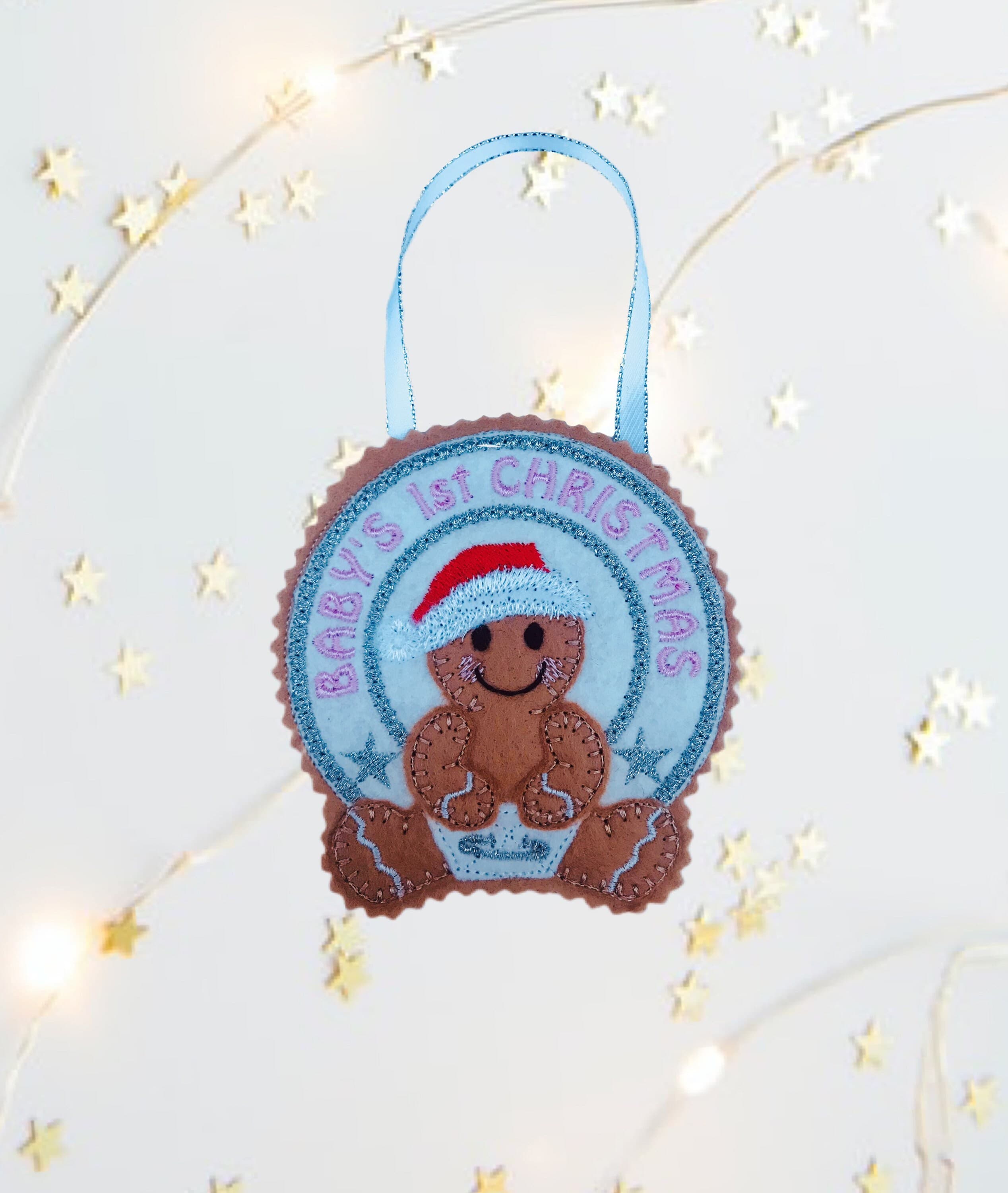 Gingerbread Man Felt Decoration- Baby’s 1st Christmas — image 3