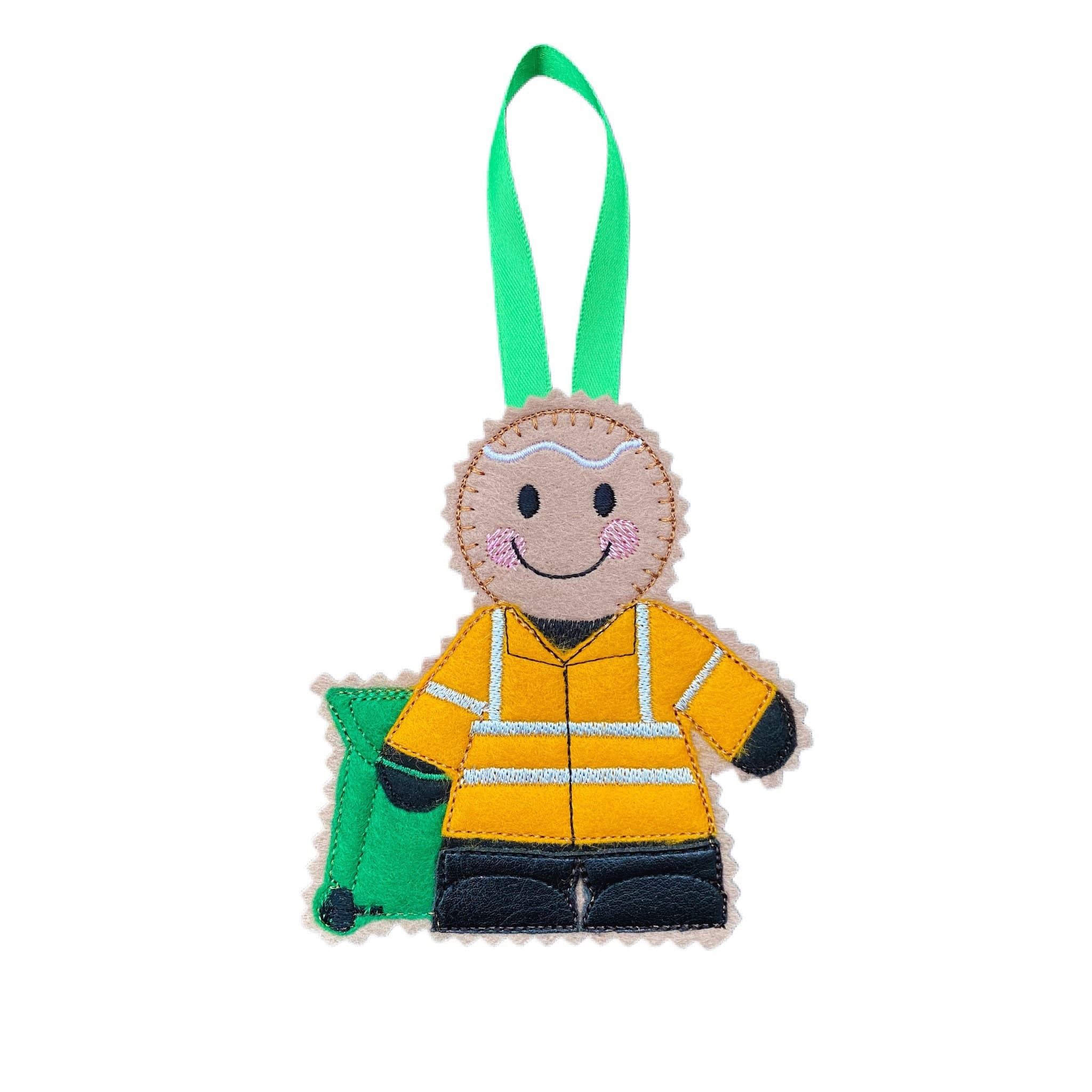 Refuse Collector/Bin Man Gingerbread Felt Decoration