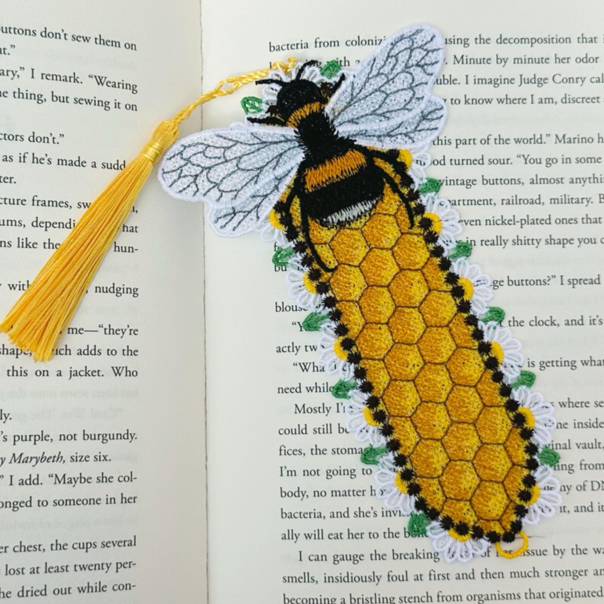 Bee Lace Embroidered Bookmark — image 2
