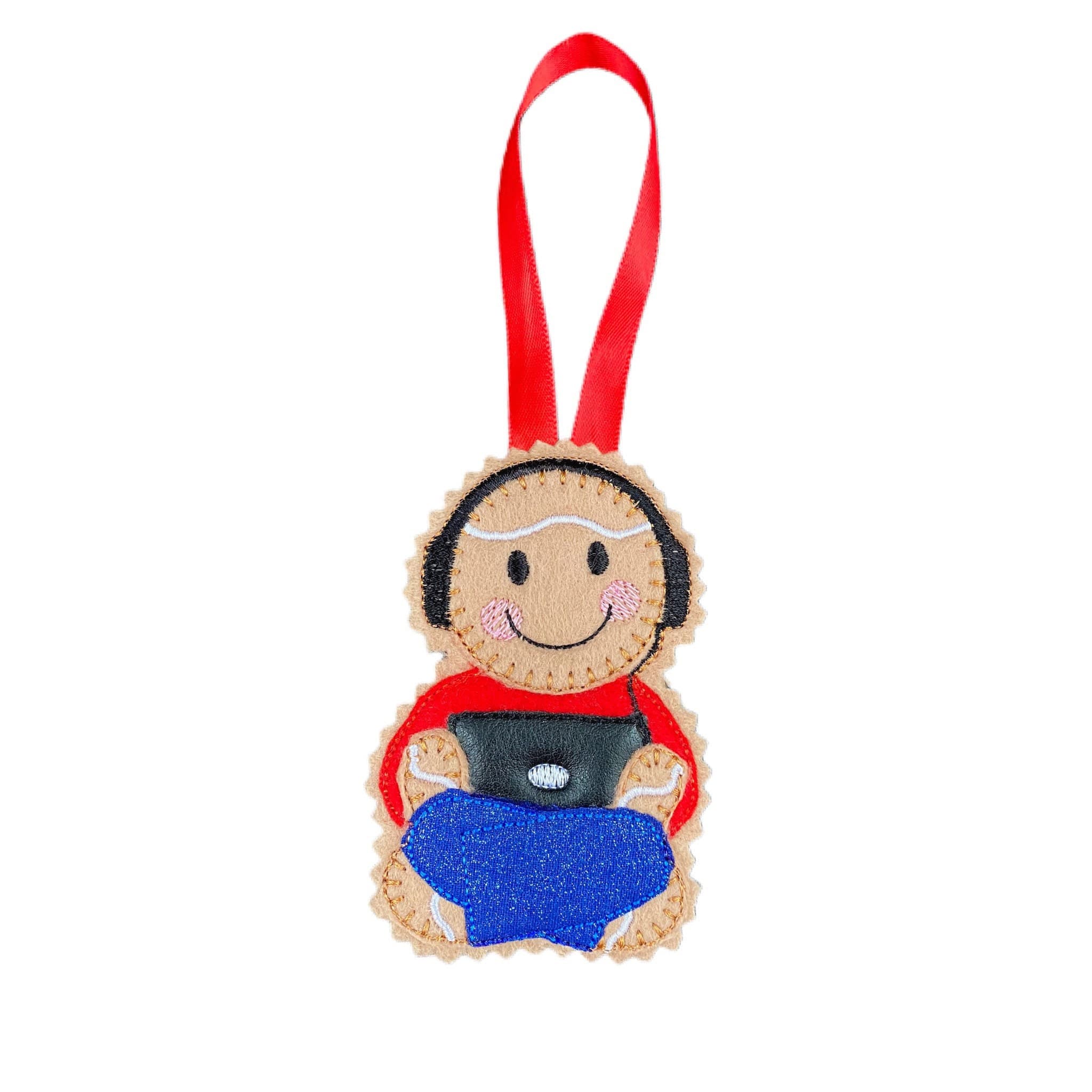 Gaming Tablet Gingerbread Man Felt Decoration
