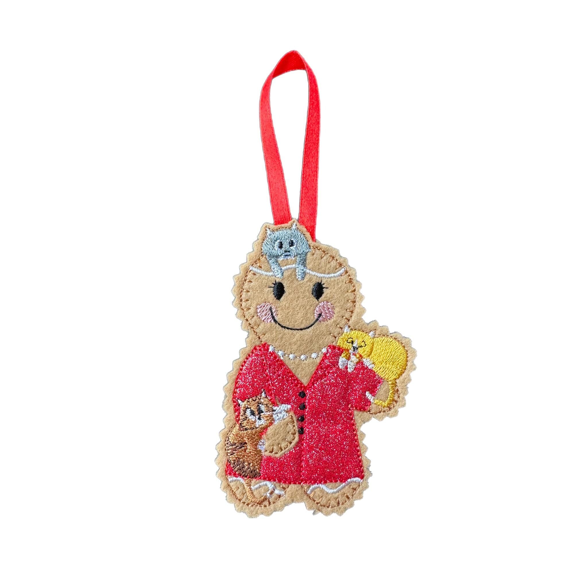 Cat Lady Gingerbread Felt Decoration — image 2