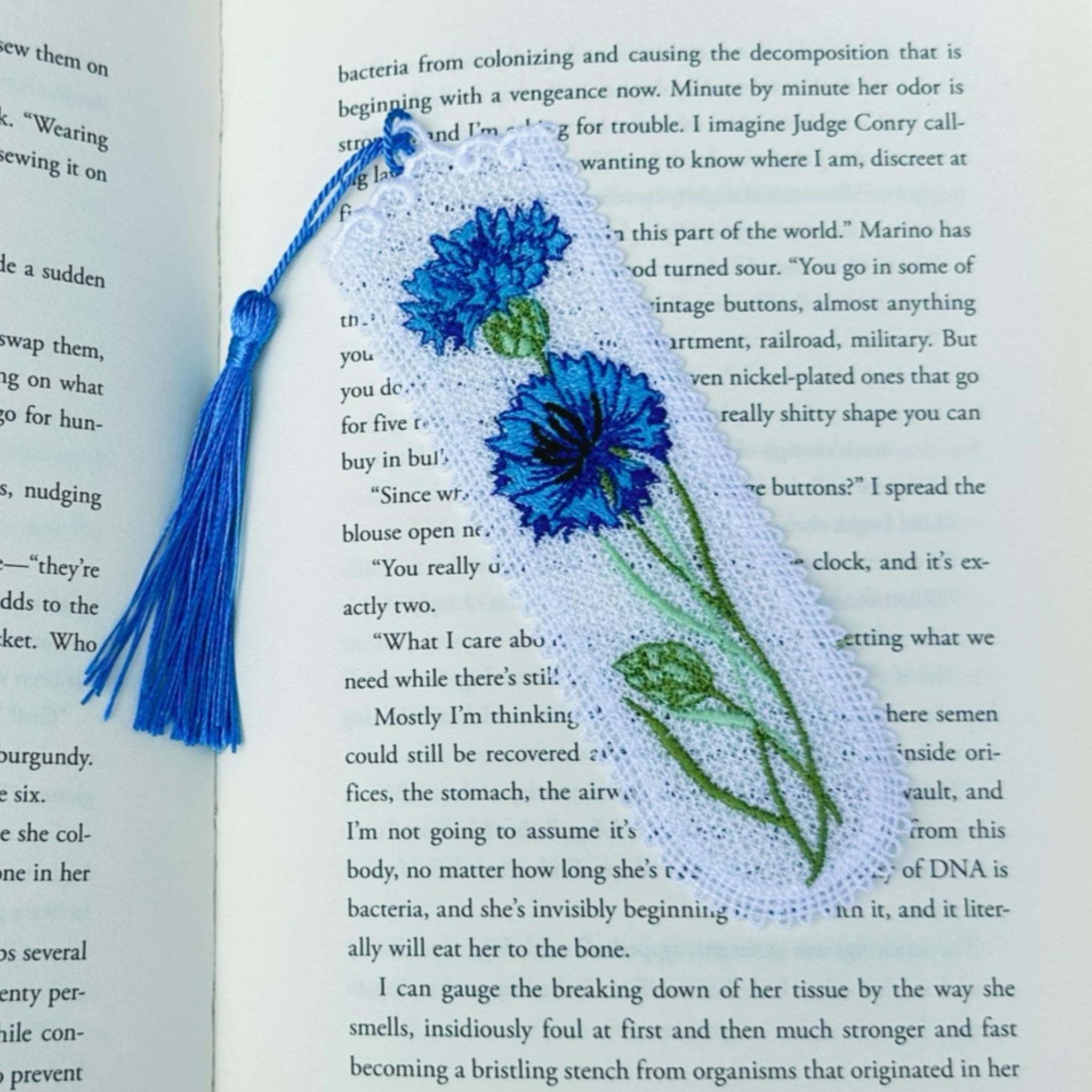 Cornflower Lace Embroidered Bookmark — image 2