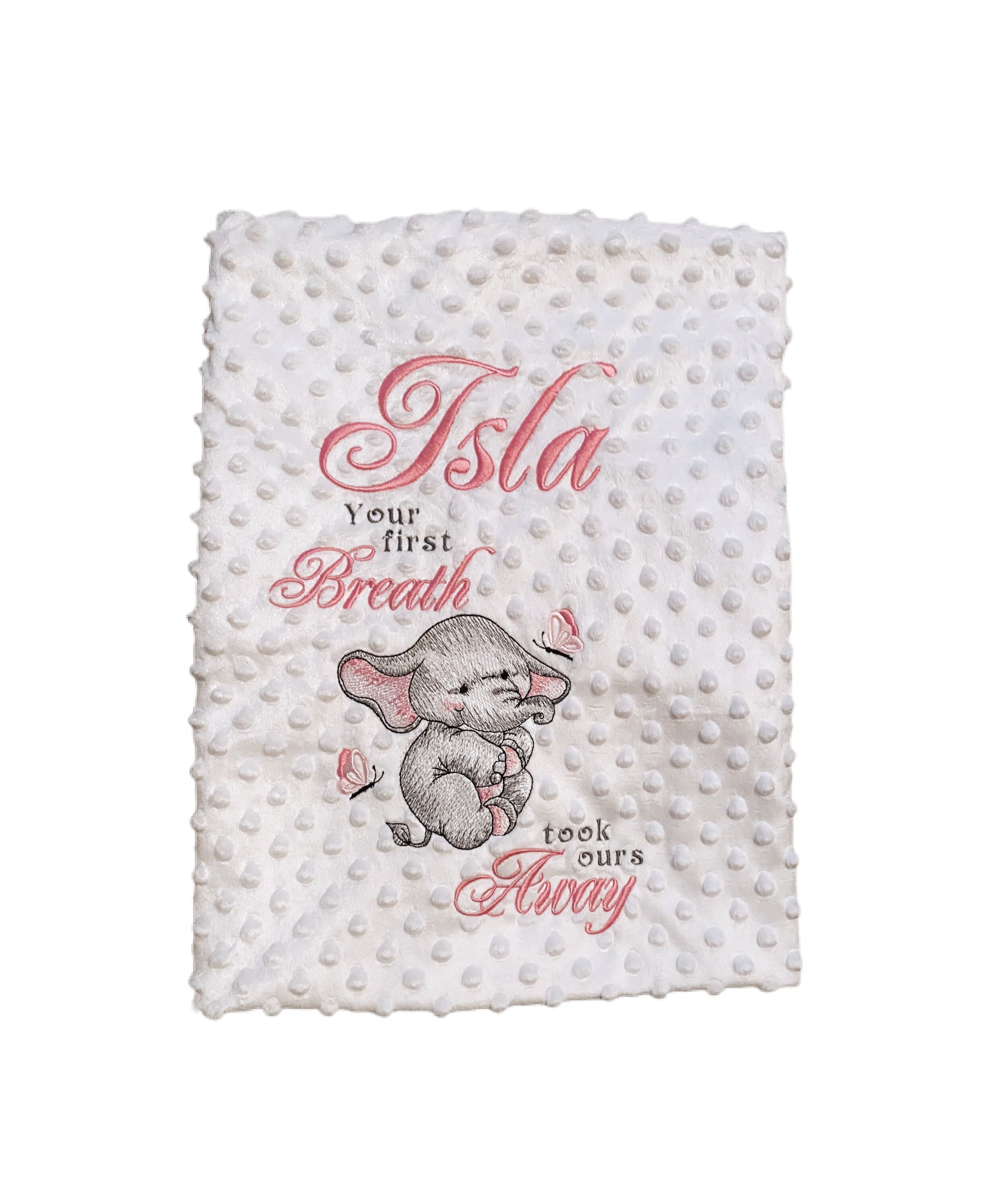 Embroidered Elephant Baby Blanket: Personalized Sensory Keepsake