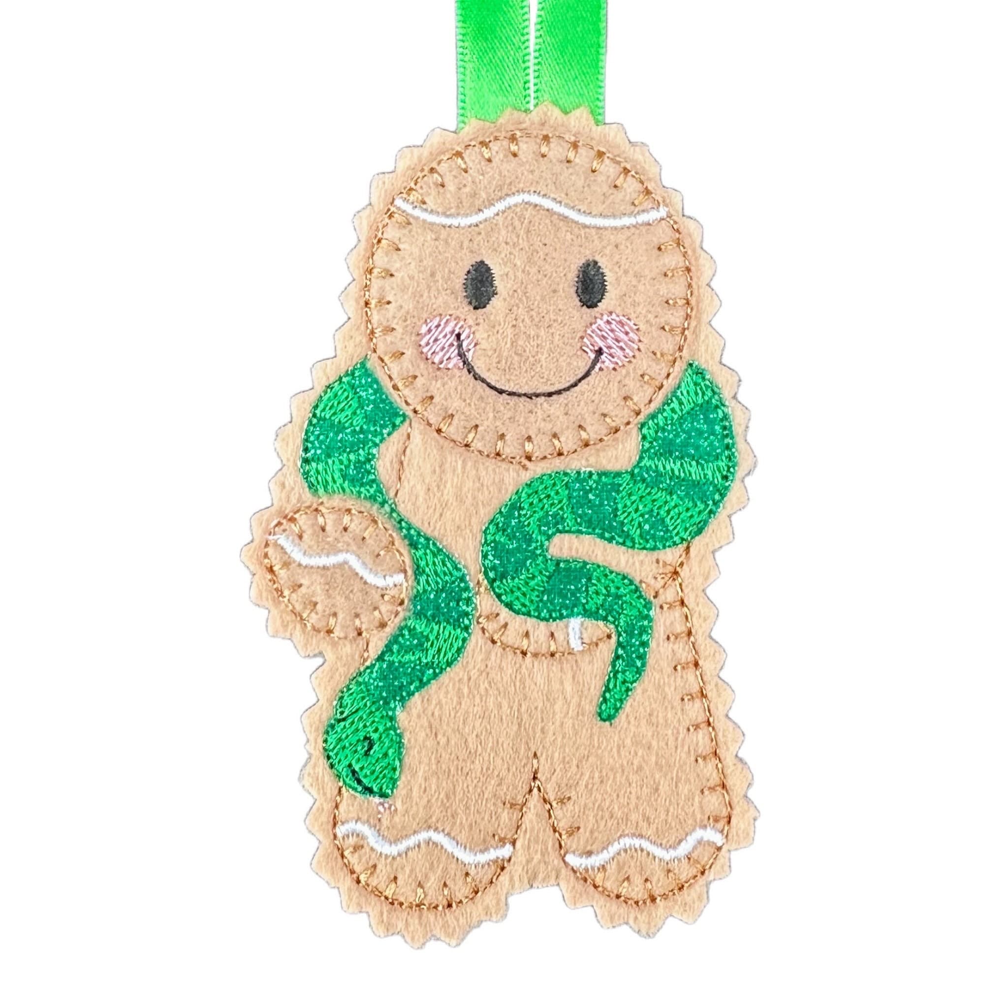 Pet Snake Gingerbread Man Felt Decoration — image 2