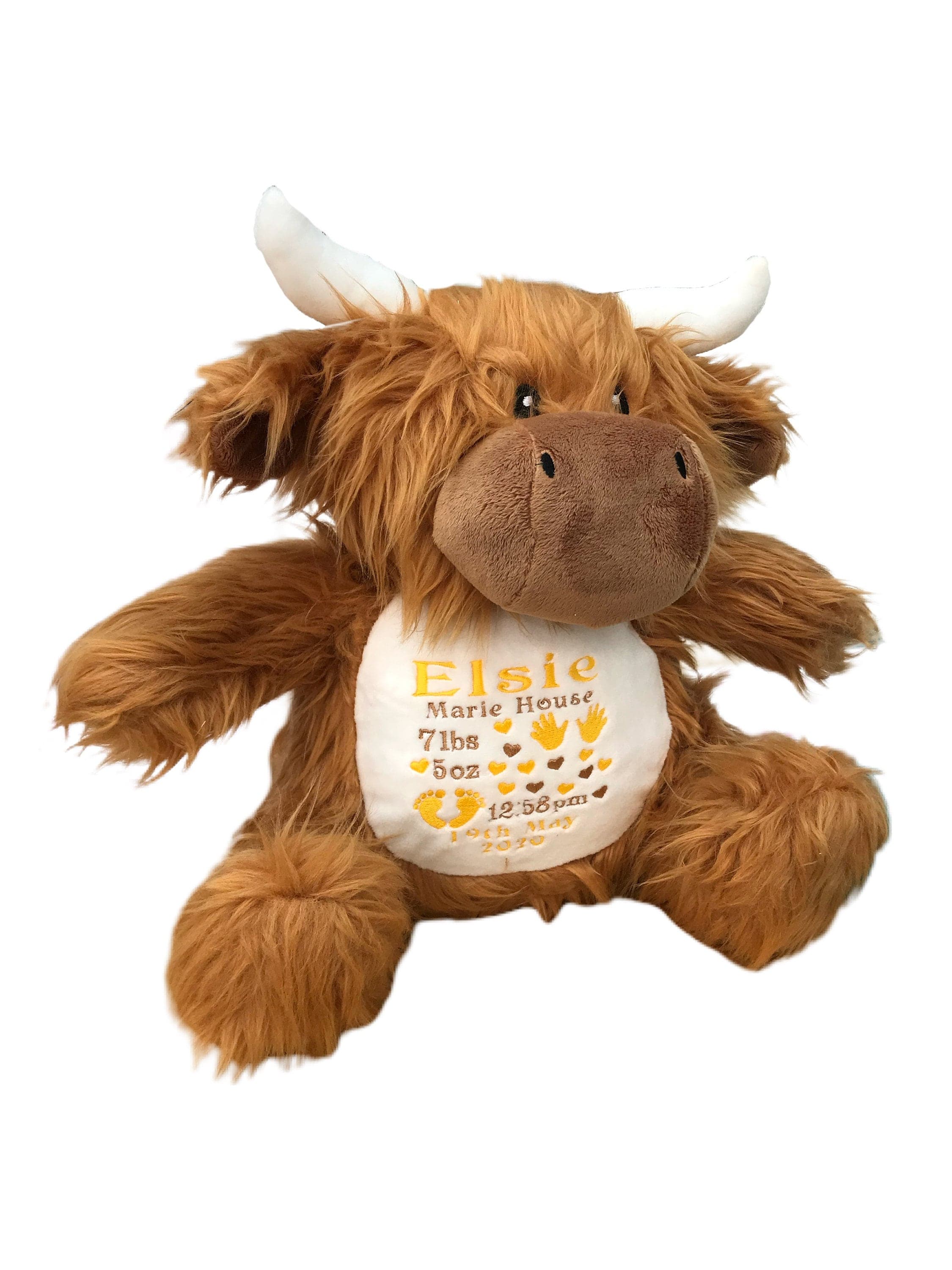 Highland Cow Personalised Soft Toy,  Personalised Embroidered Teddy, Custom bear, girl / boy birthday gift.
