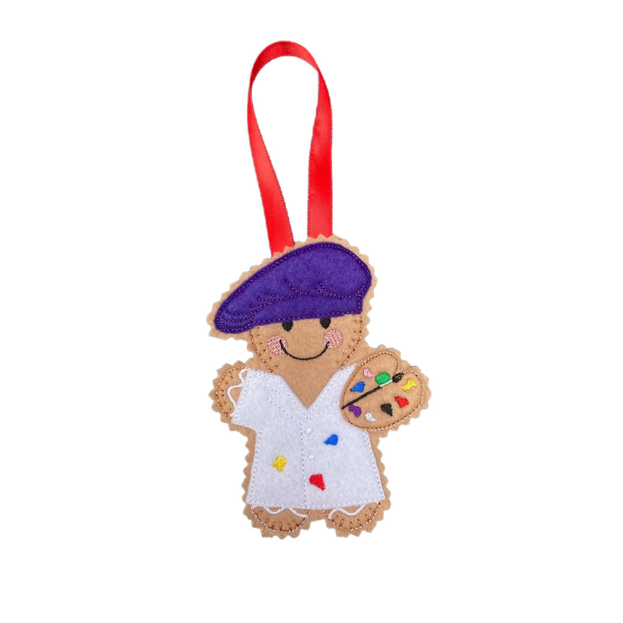 Artist / Painter Gingerbread Man Felt Decoration