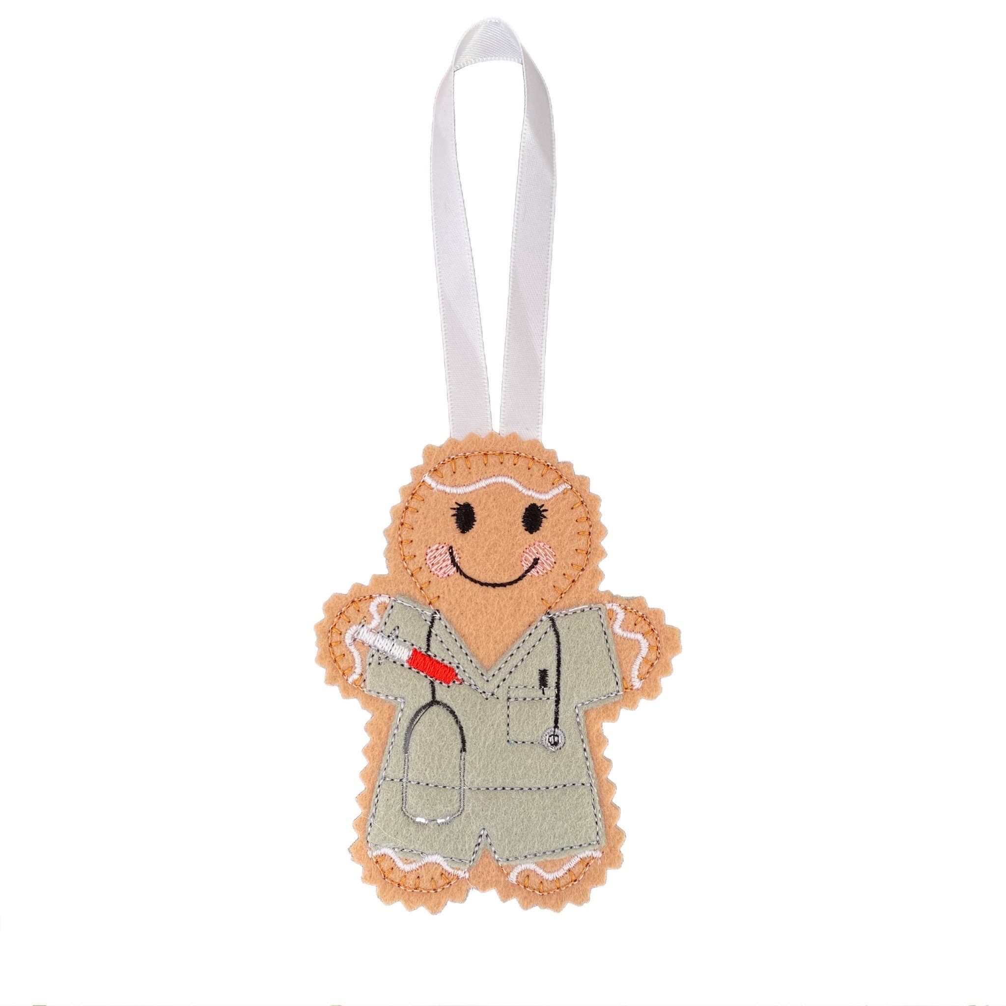 Phlebotomist Nurse Gingerbread Man Felt Decoration