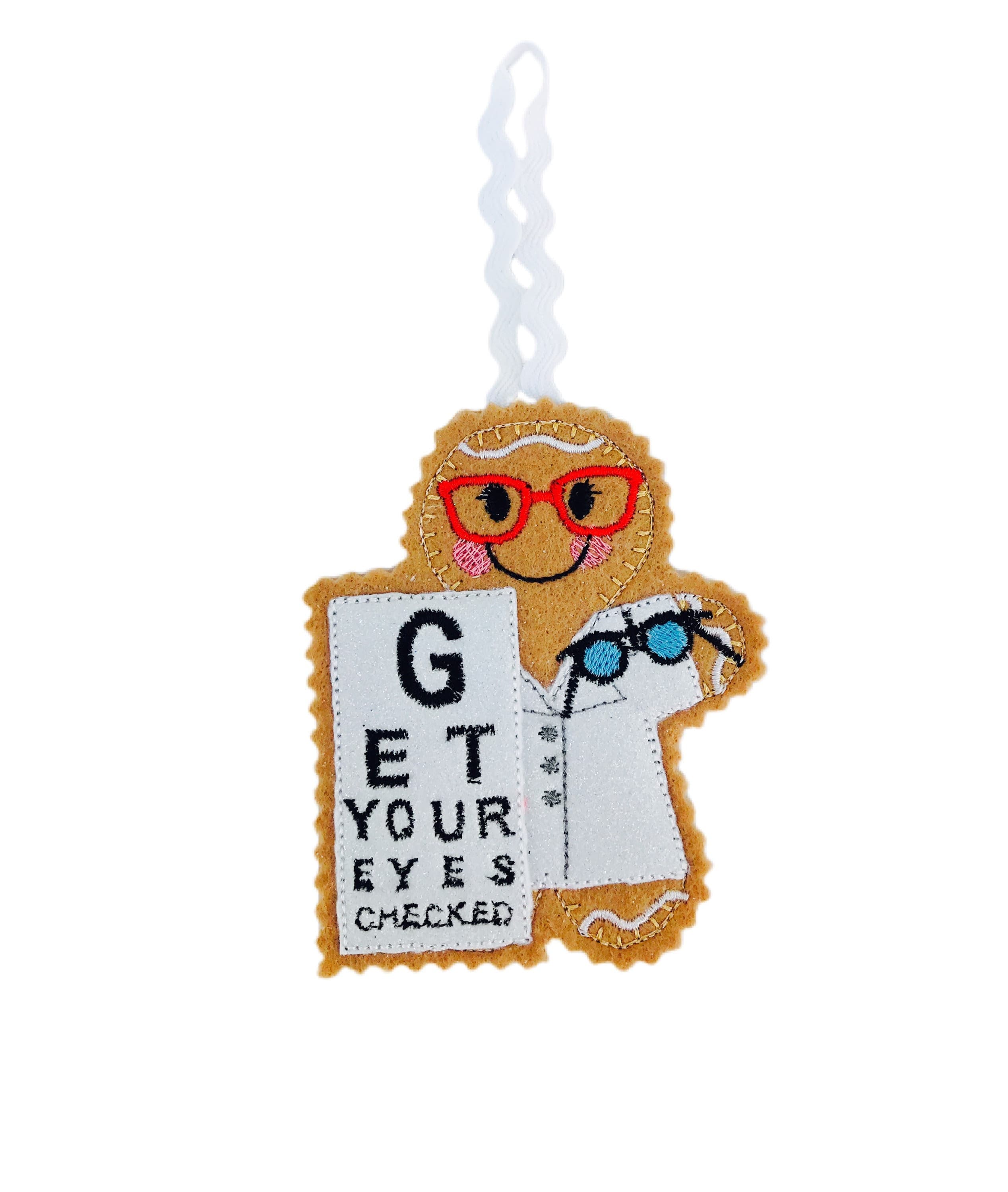 Optician / Ophthalmologist / Eye Specialist Gingerbread Man Felt Decoration