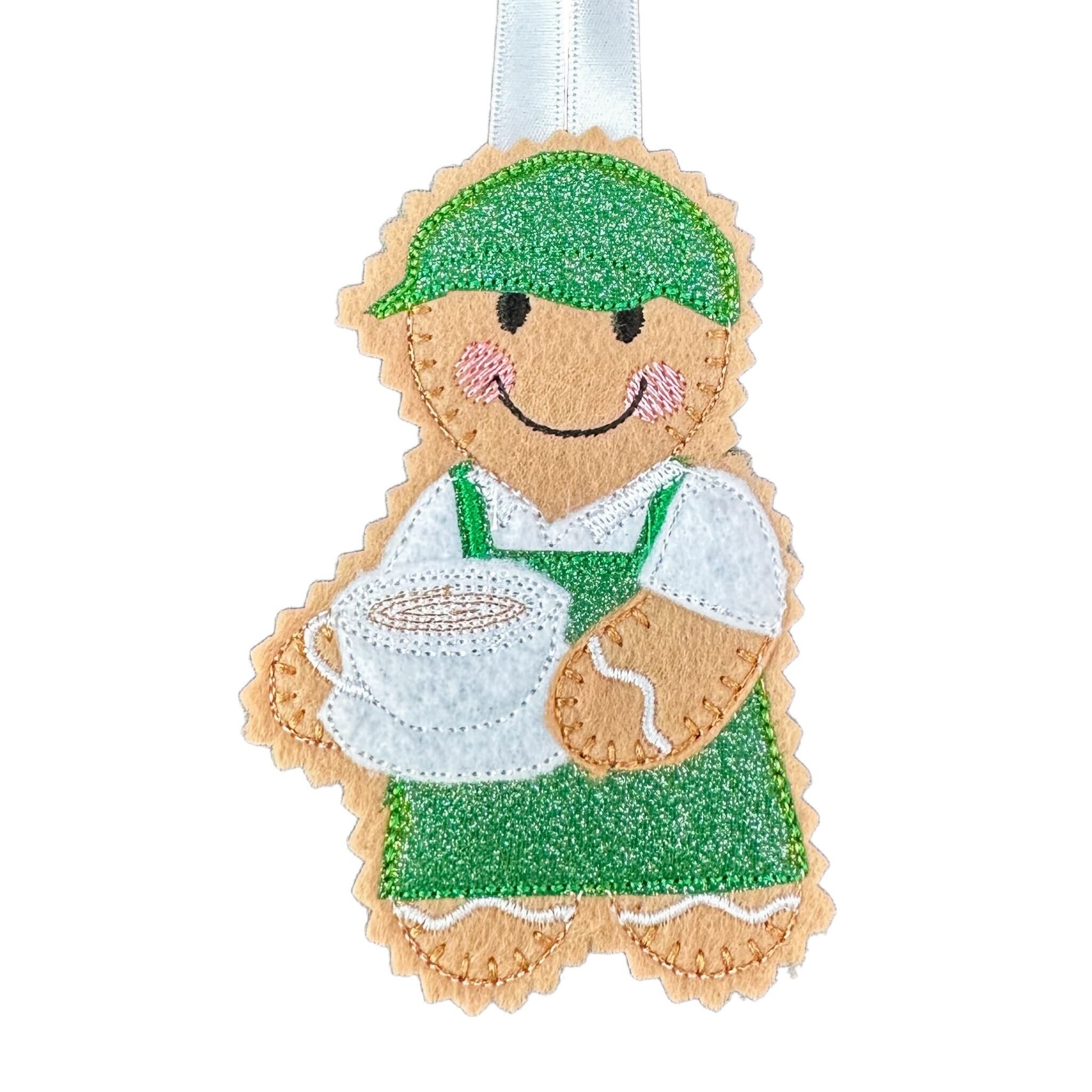Barista / coffee shop Gingerbread Man Felt Decoration — image 2