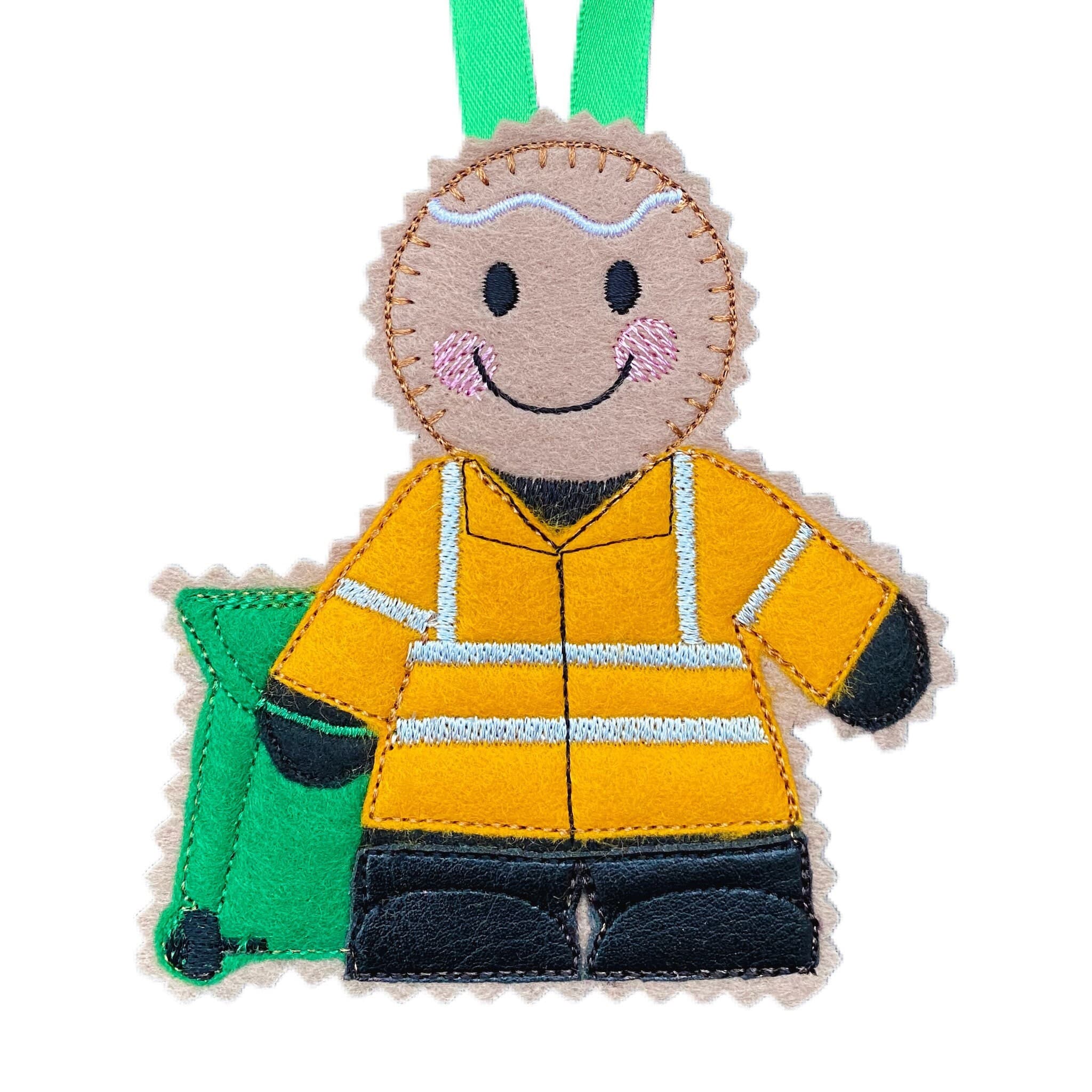 Refuse Collector/Bin Man Gingerbread Felt Decoration — image 2