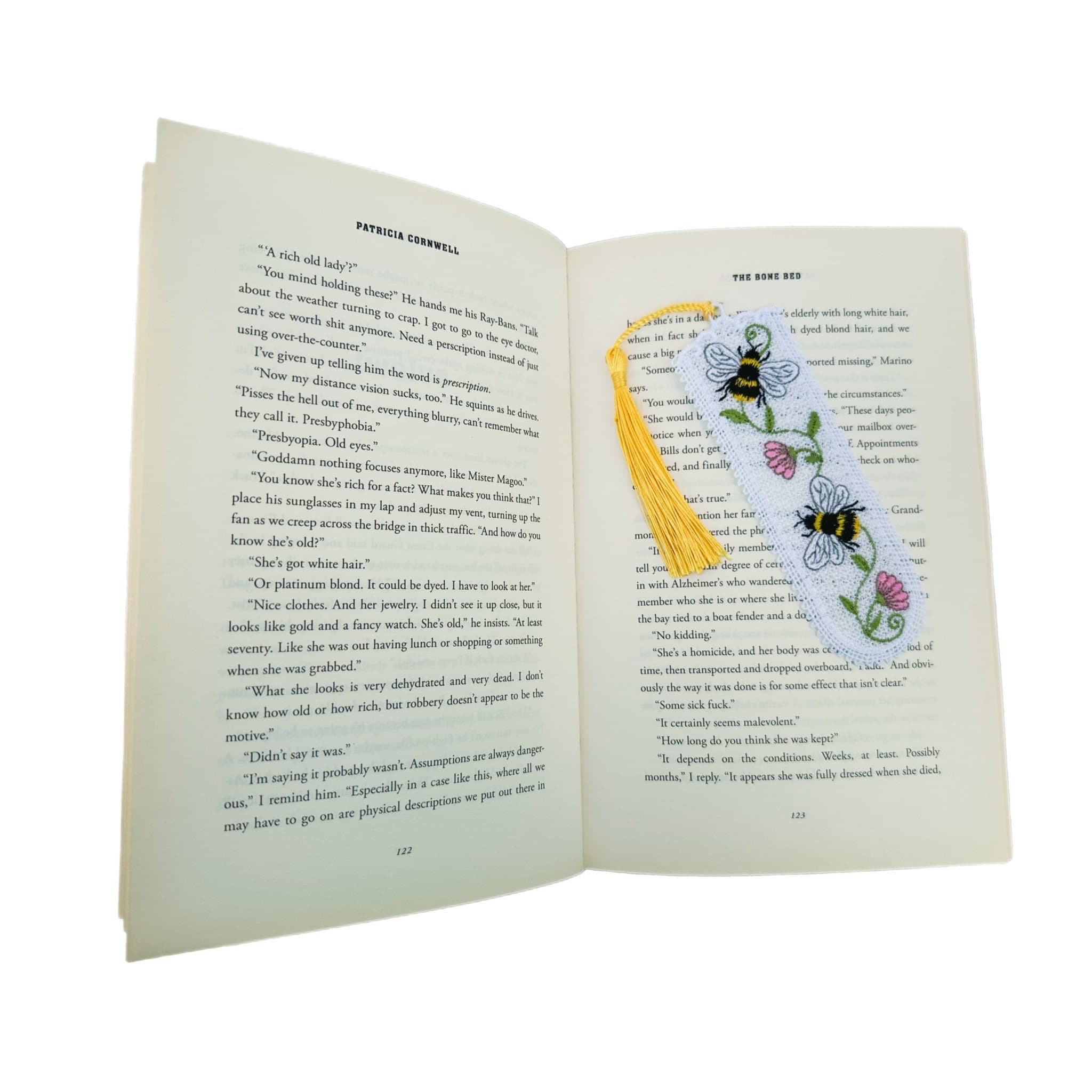 Bee & Flowers Lace Embroidered Bookmark