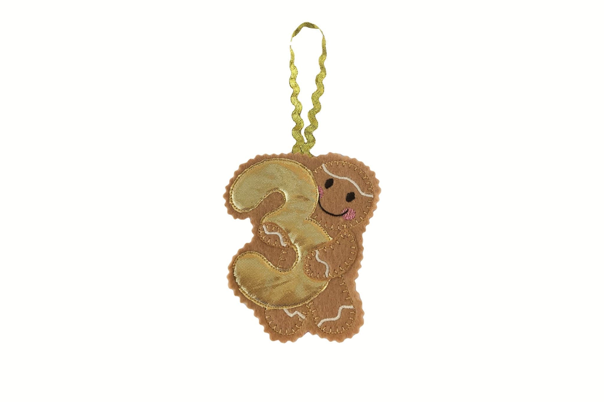 Gingerbread Man Felt Number 3 Decoration - Birthday Age