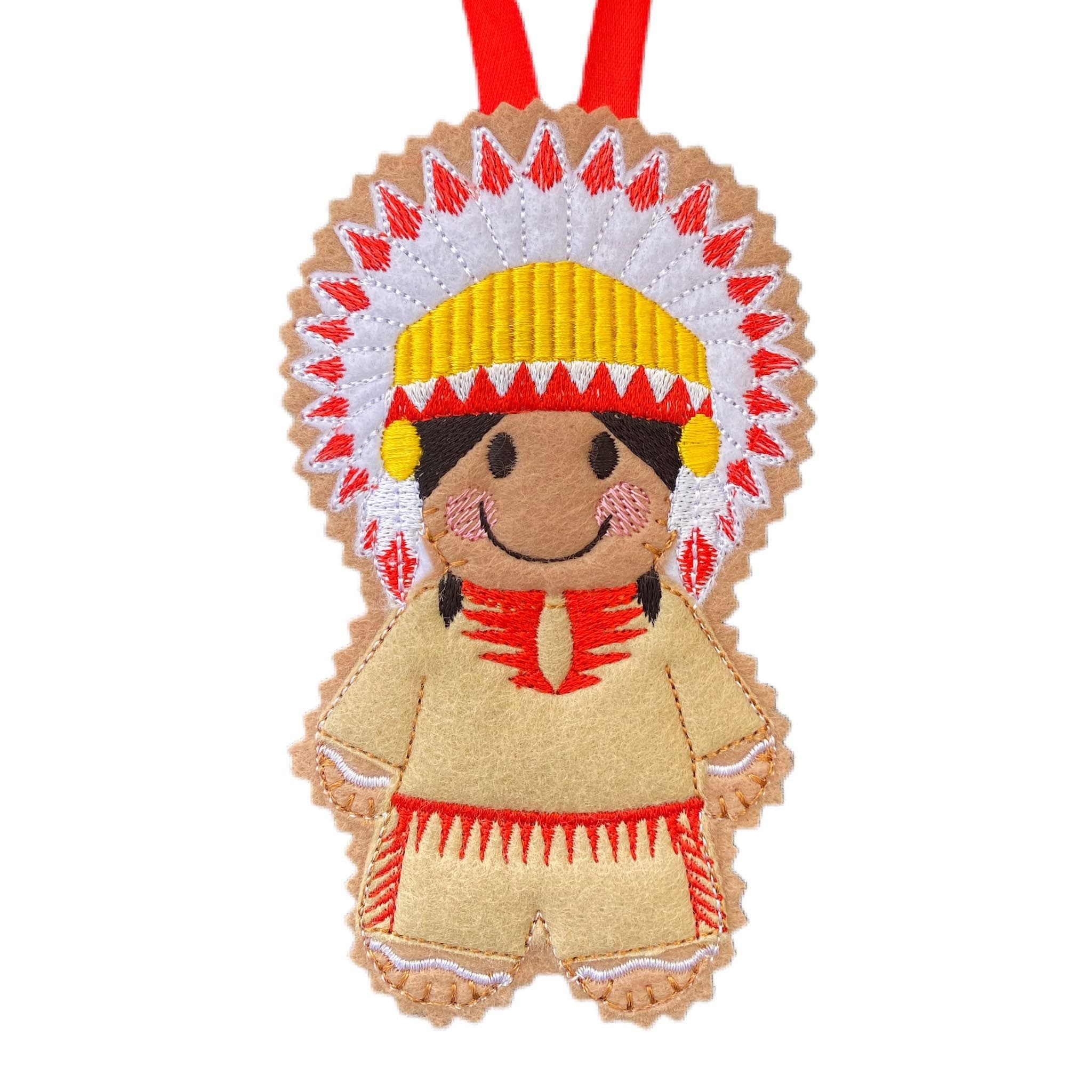 Native American Indian Gingerbread Man Felt Decoration — image 2